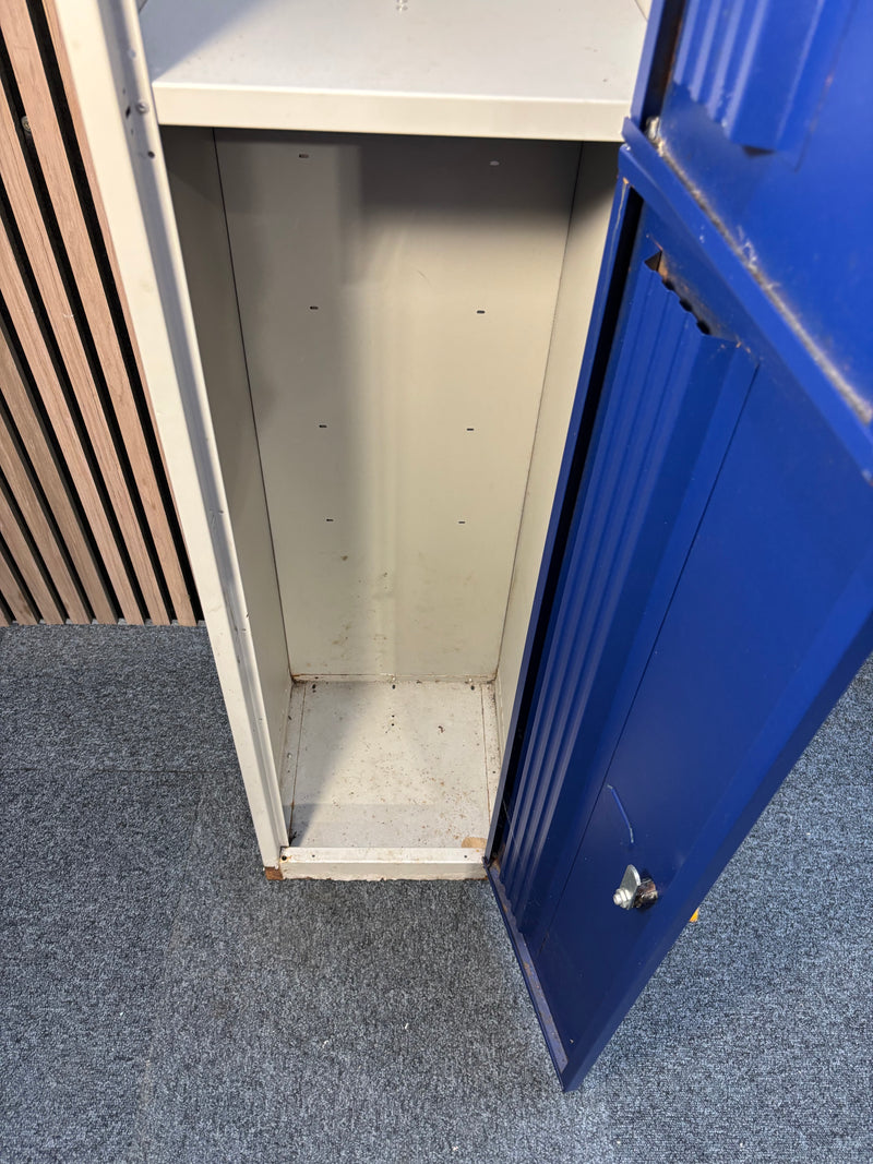Bisley 2 door blue and grey personal locker with key