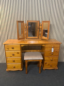 Switch 8 drawer solid Pine dressing table table with matching stool and mirror (H 79 x W 140 x D 43 cm) 43790 2 image