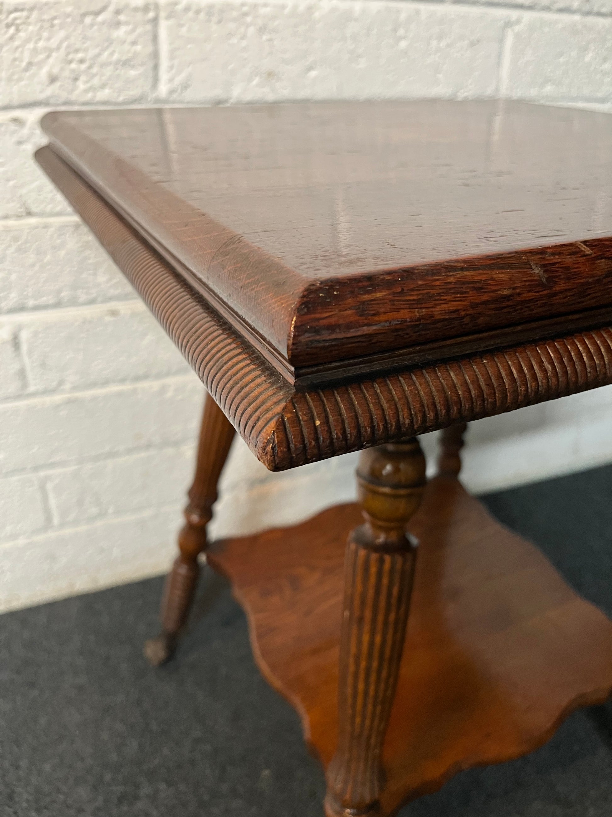Square tall stained wood lamp table (H 73 x W 57 x D 57 cm) 3225