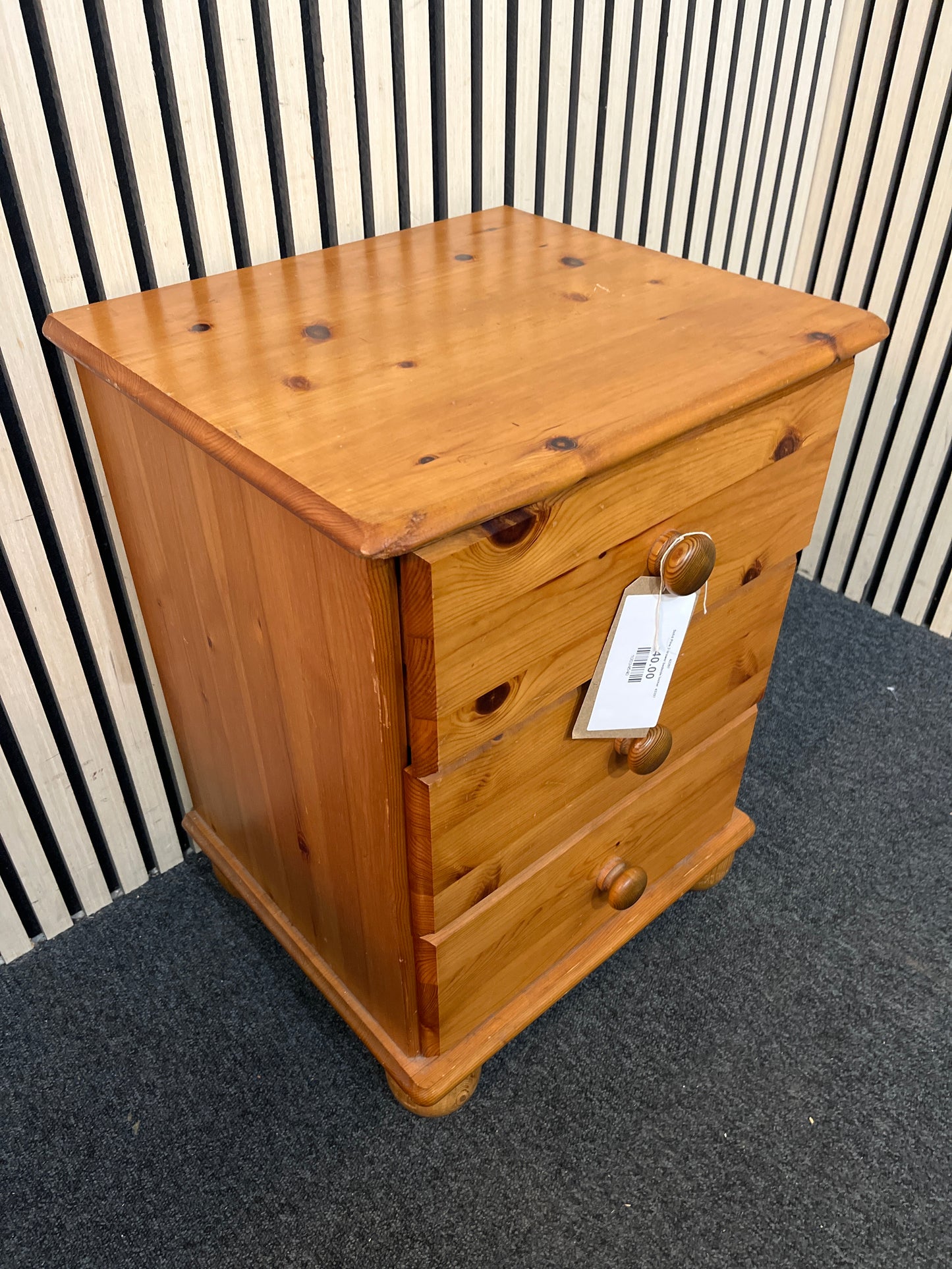 Solid Pine 3 drawer bedside locker  43397