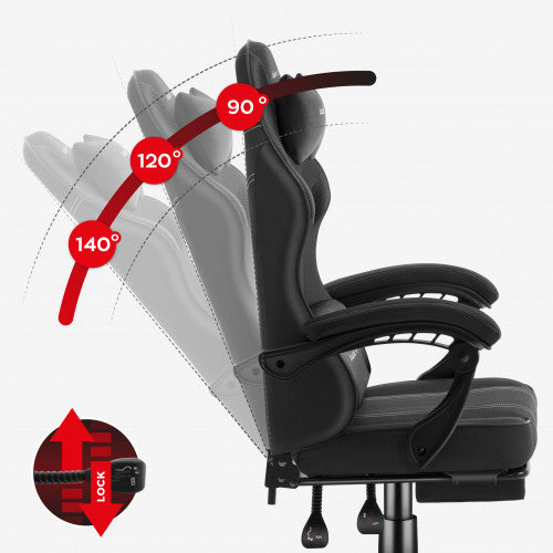NEW Huzaro Force 3.7 Carbon gaming chair in black PU leatherette with fixed arms