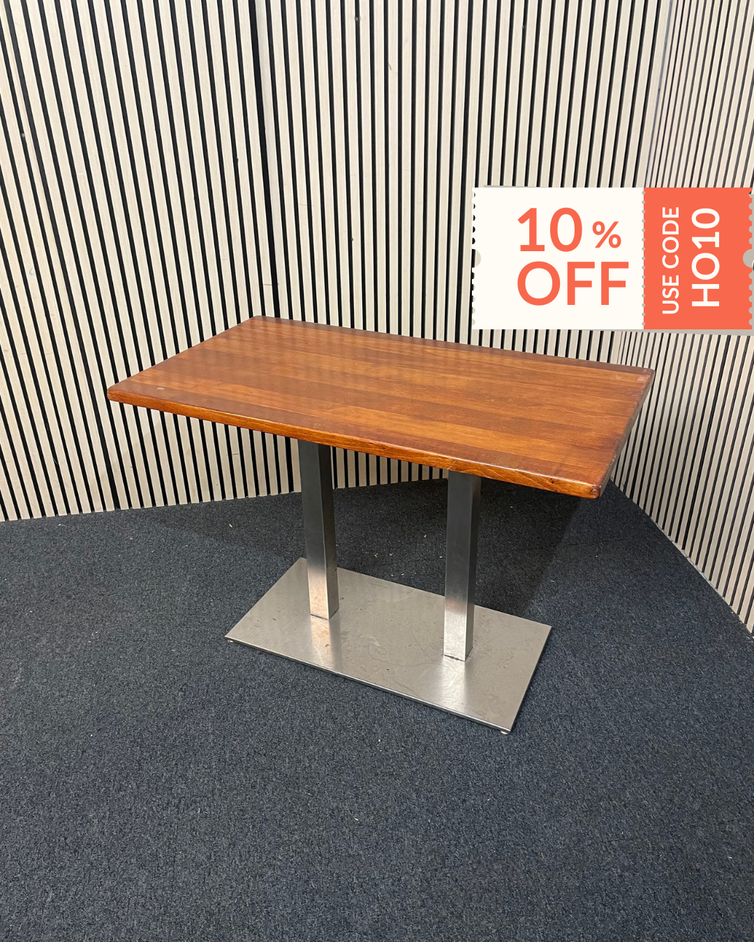 Low double metal base - solid wood top 110 cm x 60 x 75 cm high 1126
