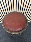 Switch Solid darkwood low pub stool with red leatherette seat and button detailing 43685 2 image