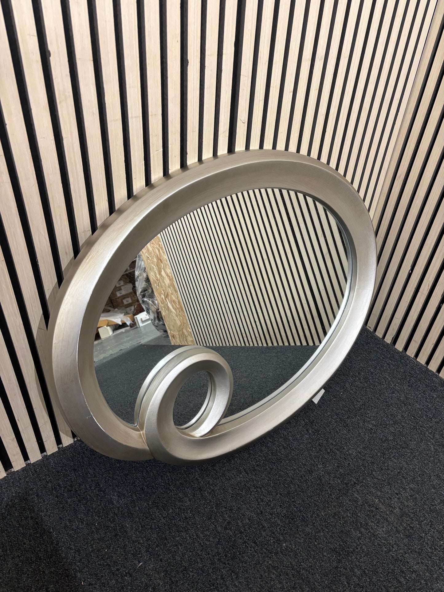 Oval silver framed mirror 43692