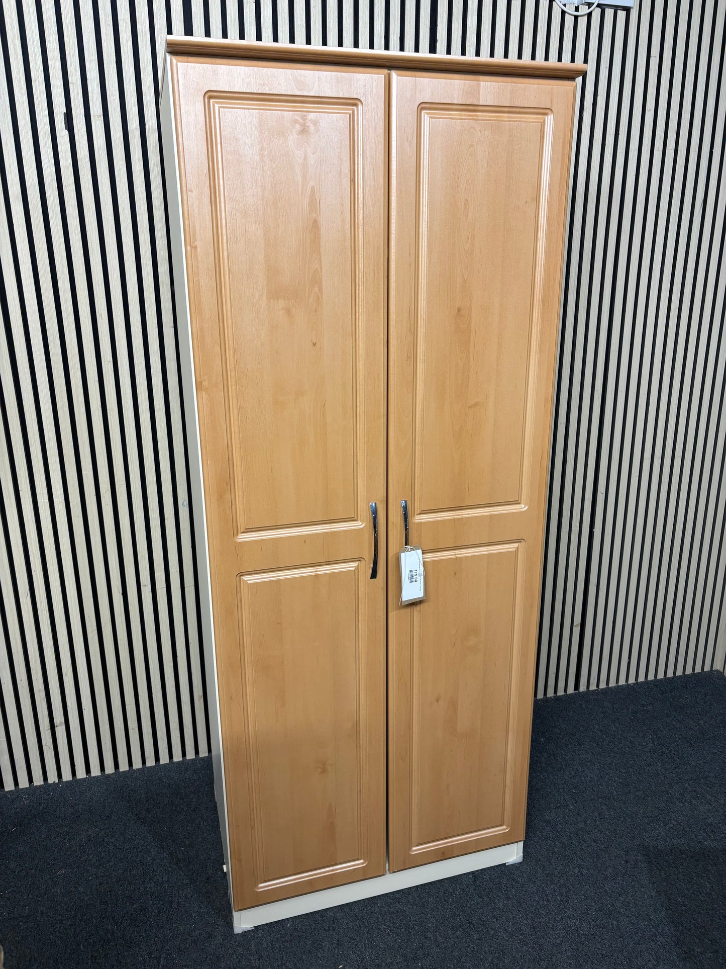 Oak laminate 2 door wardrobe (H 183 x W 74 x D 54 cm) 43699