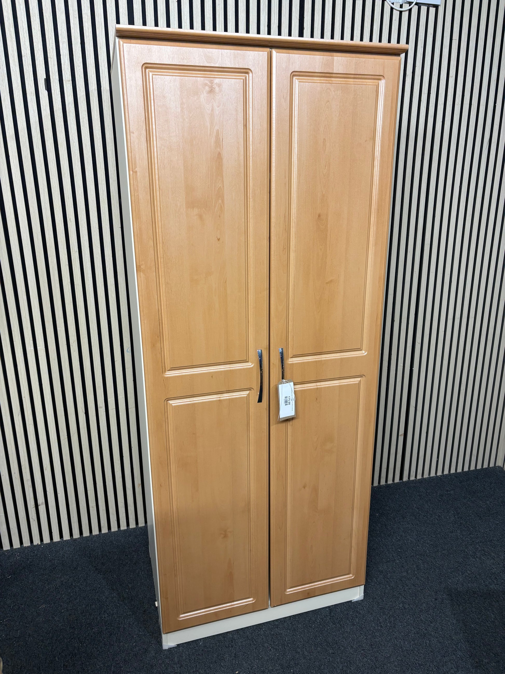 Oak laminate 2 door wardrobe (H 183 x W 74 x D 54 cm) 43699