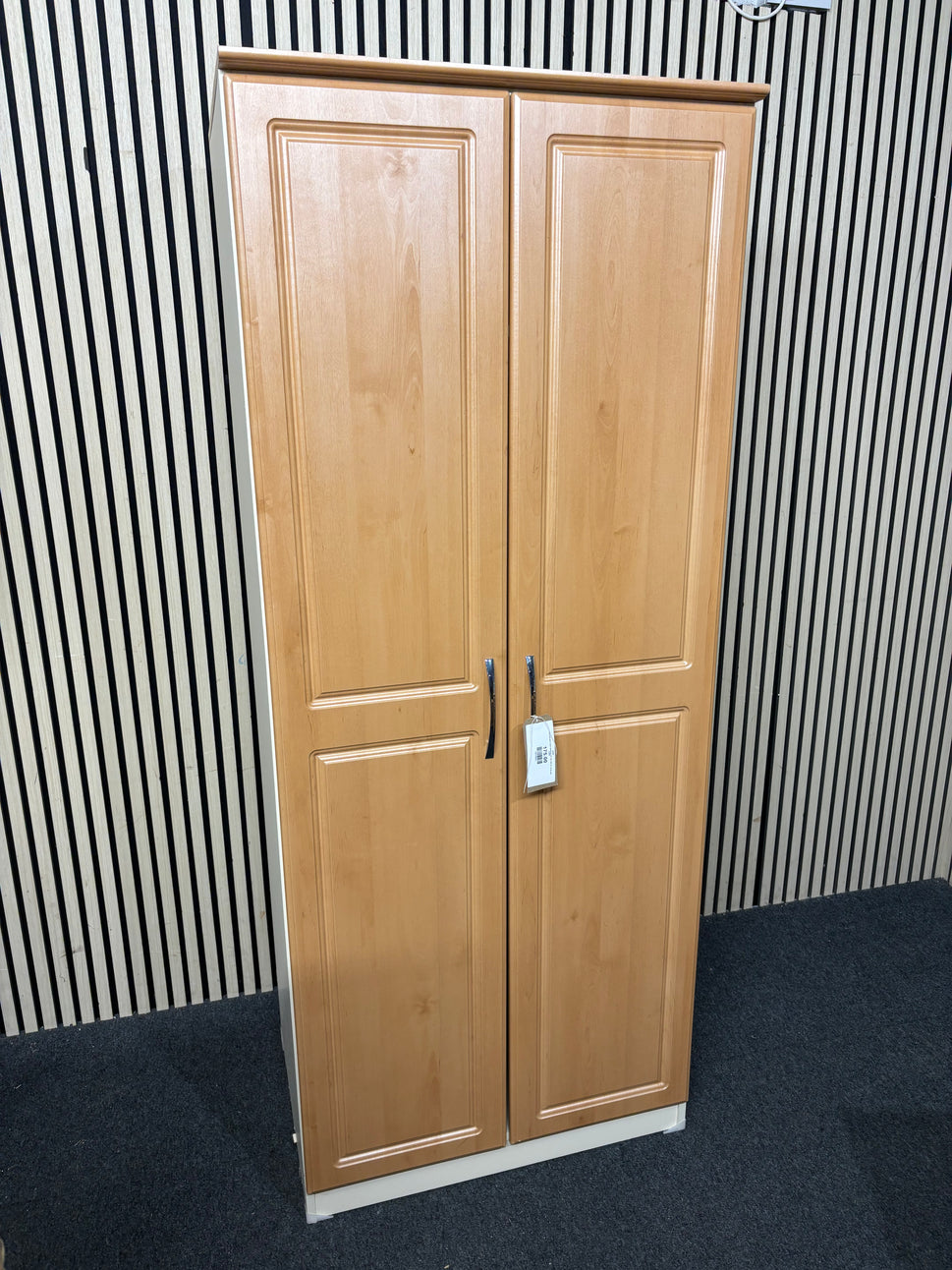Oak laminate 2 door wardrobe (H 183 x W 74 x D 54 cm) 43699