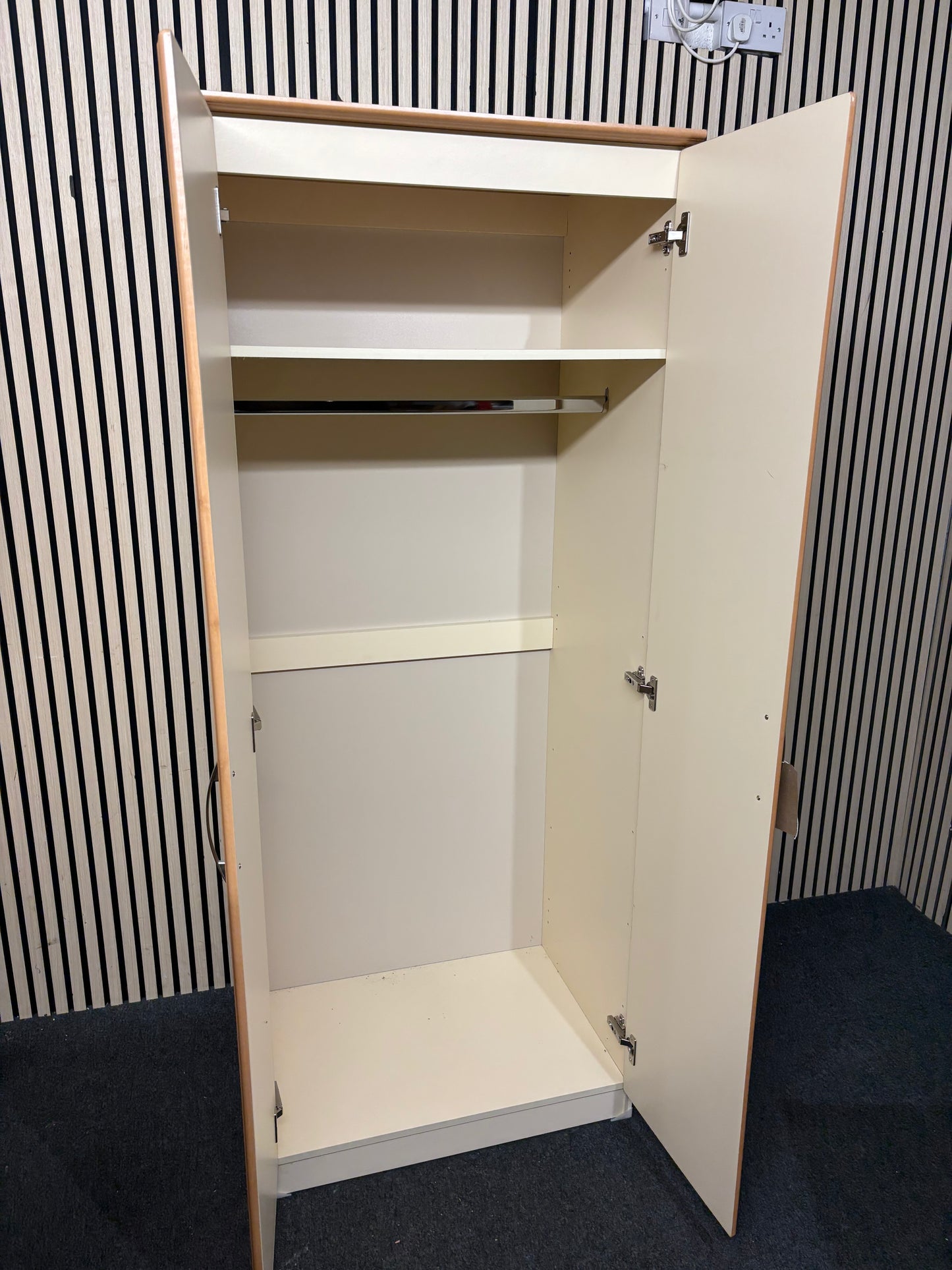 Oak laminate 2 door wardrobe (H 183 x W 74 x D 54 cm) 43699