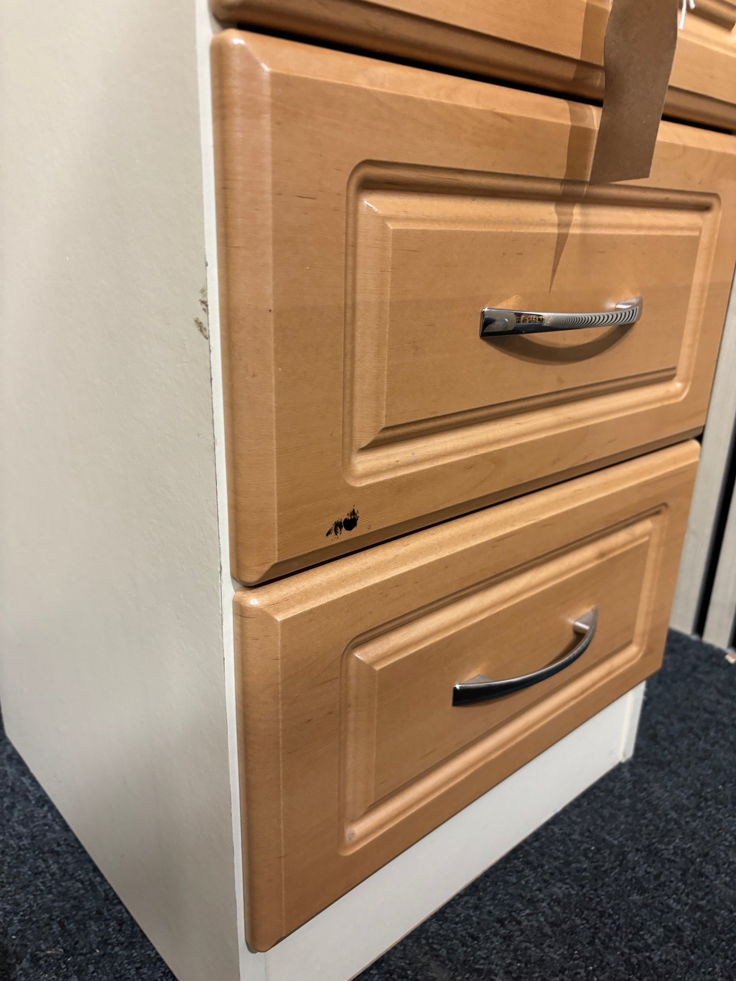 Oak laminate 3 drawer bedside locker 43700
