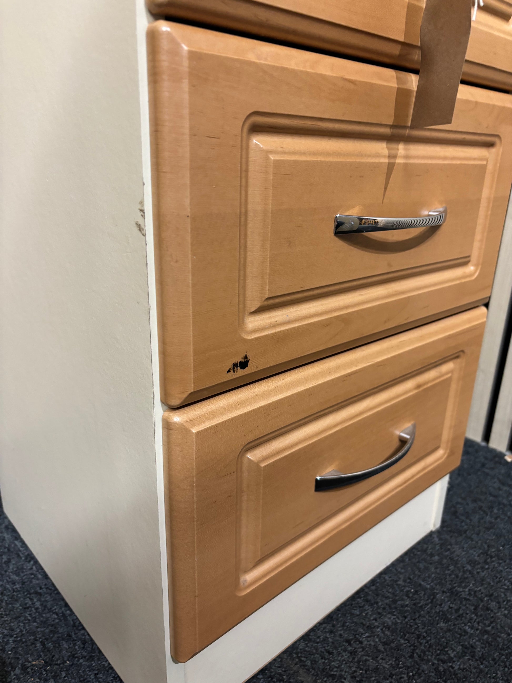 Oak laminate 3 drawer bedside locker 43700