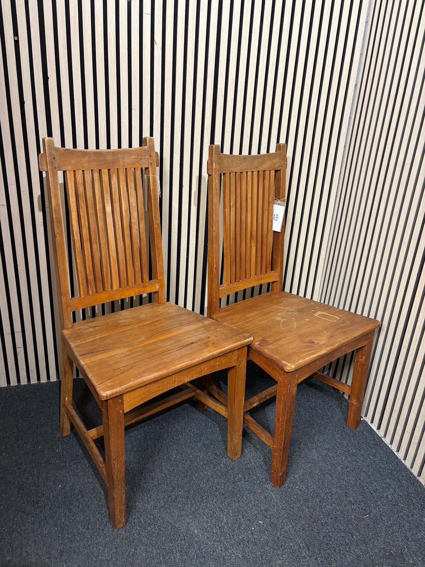 Solid teak framed dining chairs (SET OF 2) 43708