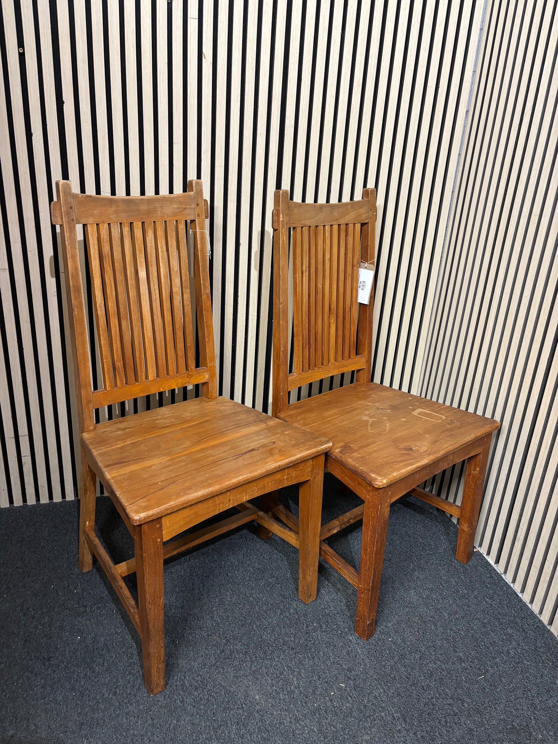 Solid teak framed dining chairs (SET OF 2) 43708