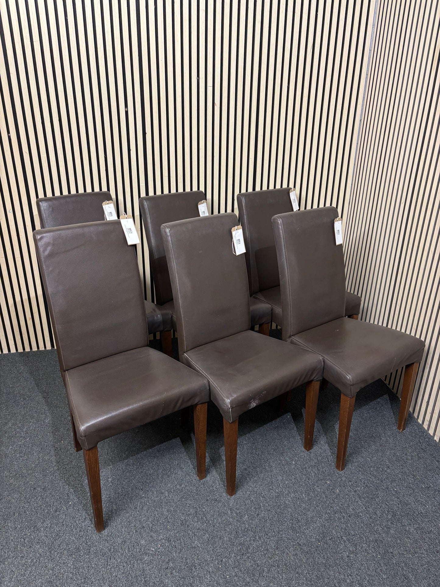 Real brown italian leather solid wooden framed dining chair (SET OF 6) 43707