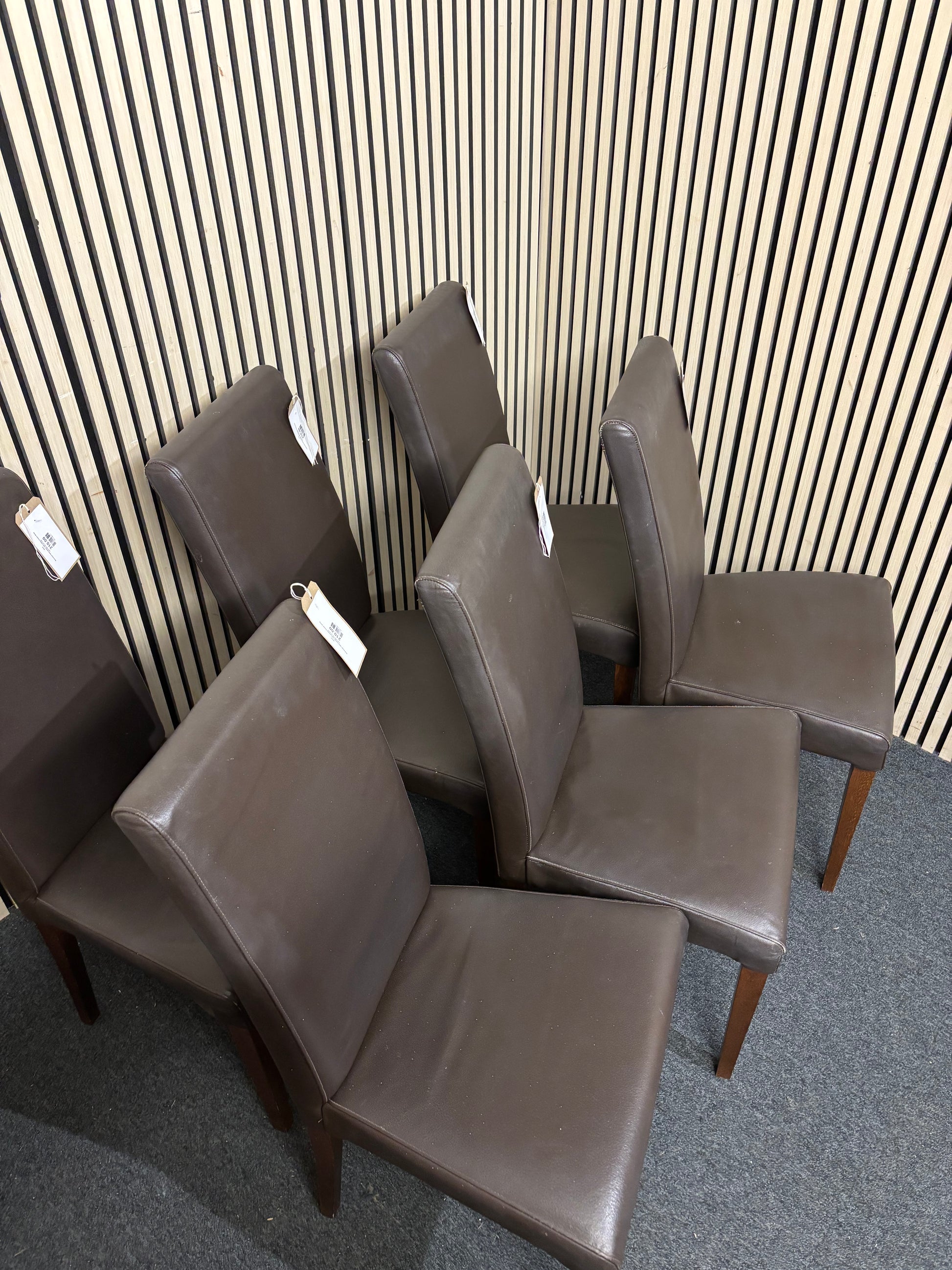 Real brown italian leather solid wooden framed dining chair (SET OF 6) 43707