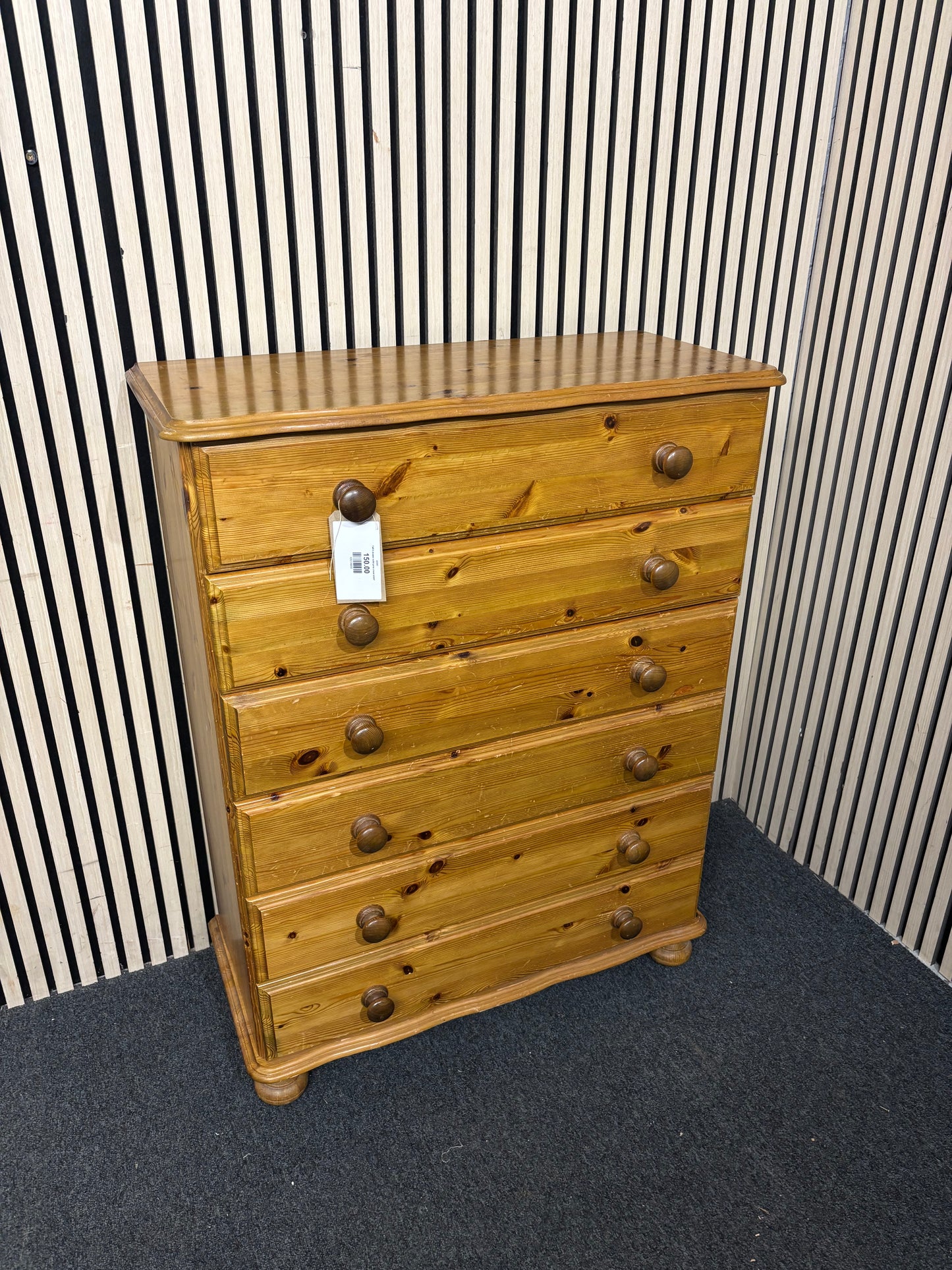 Tall 6 drawer solid pine chest 43697