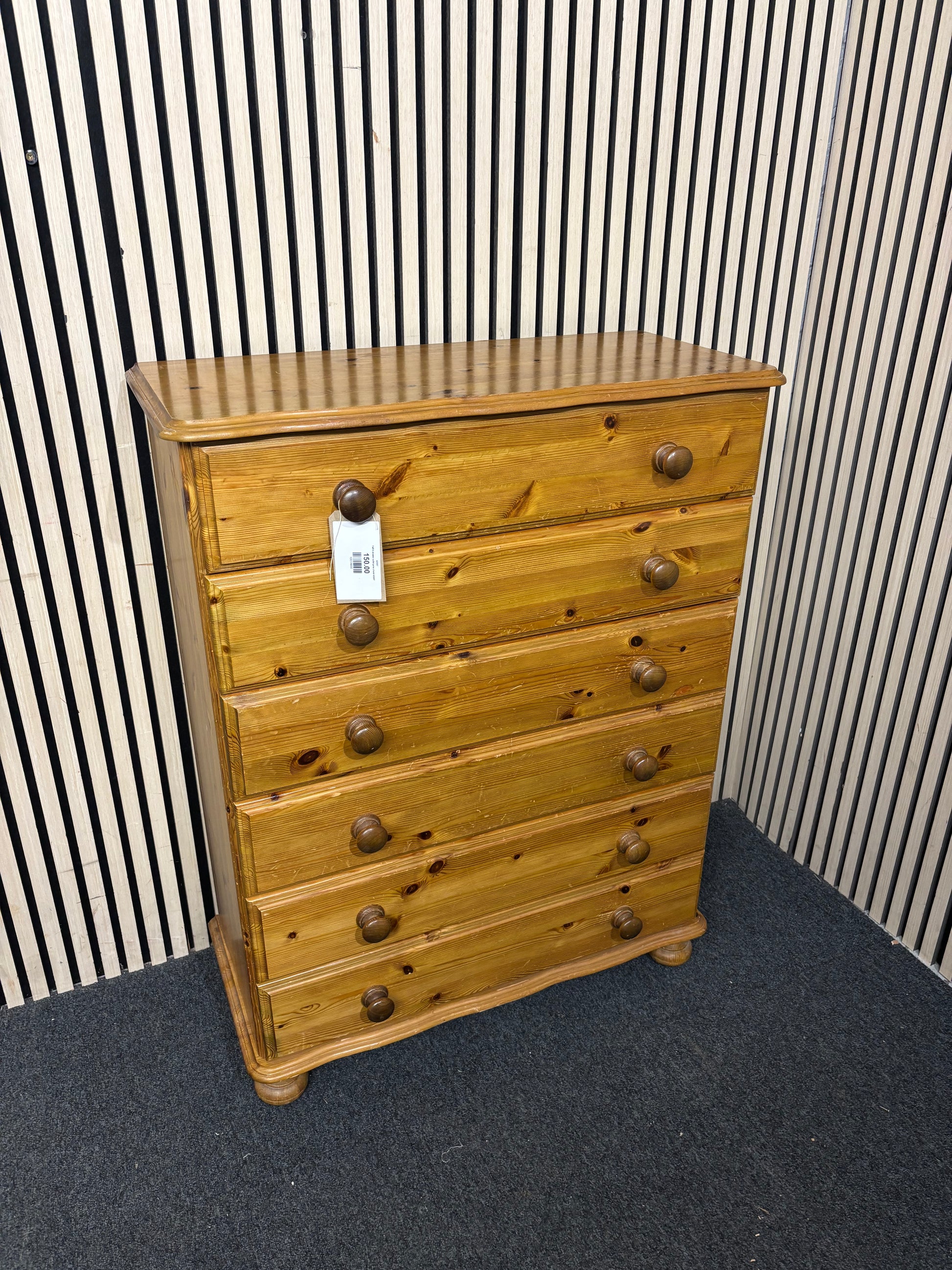 Tall 6 drawer solid pine chest 43697