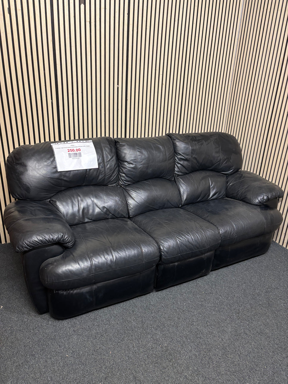 3 seater high back black leatherette recliner sofa  43454