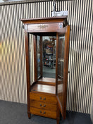 Switch Tall solid dark wood stained single glass display cabinet with base drawers (H 198 x W 79 x D 50 cm) 43789 3 image
