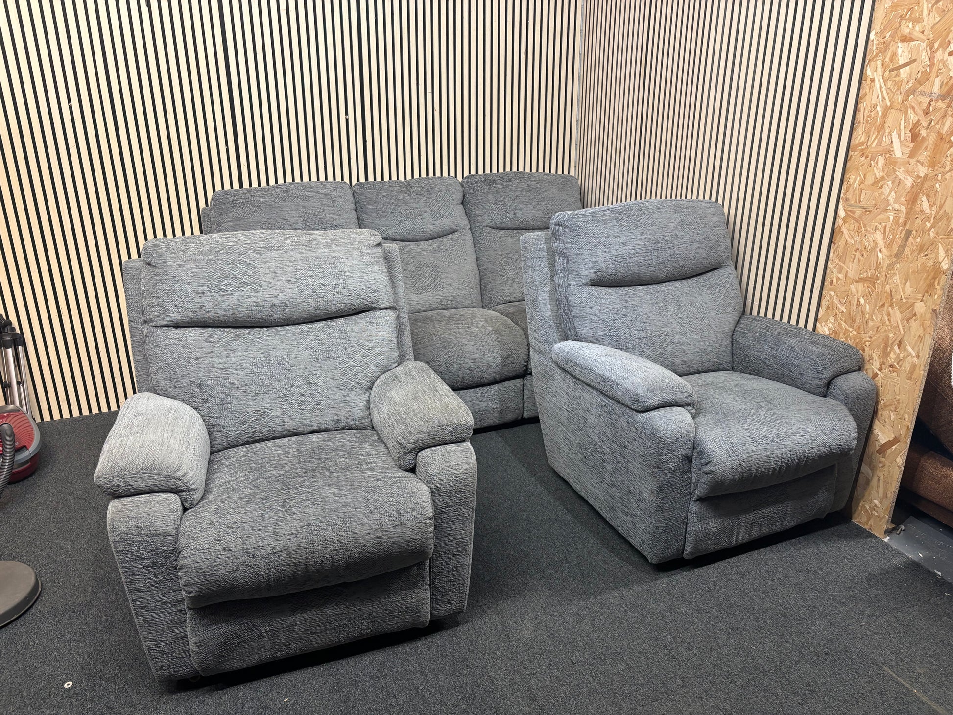 3+1+1 High back light grey fabric sofa suite 43853