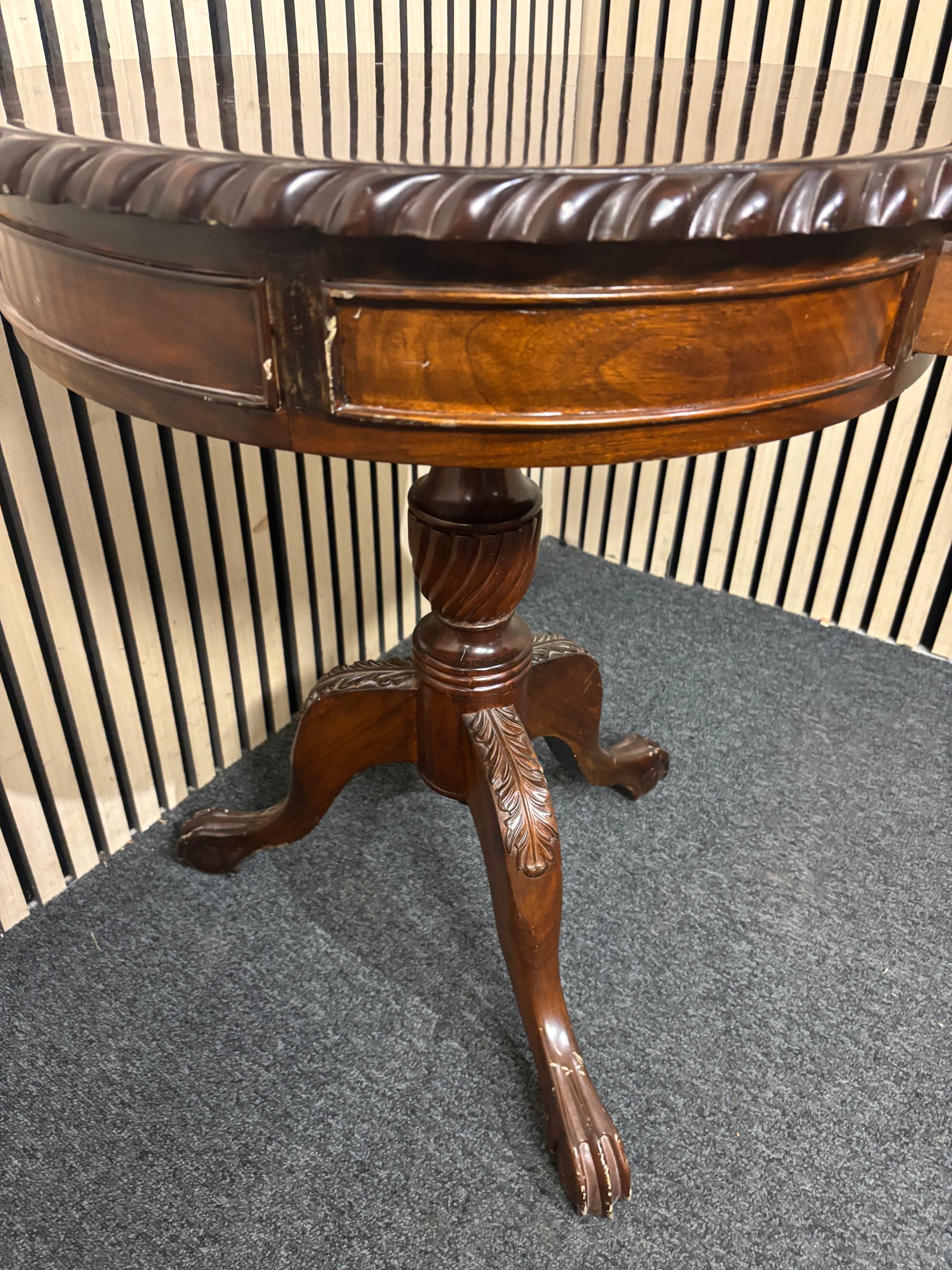 Round dark wood 1 drawer side table (H 71 x W 60 cm) 43811