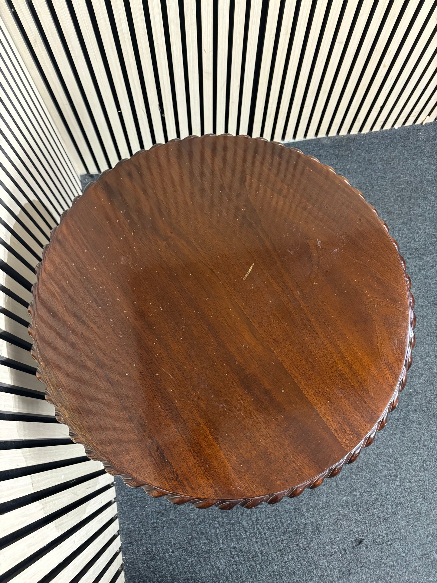 Round dark wood 1 drawer side table (H 71 x W 60 cm) 43811