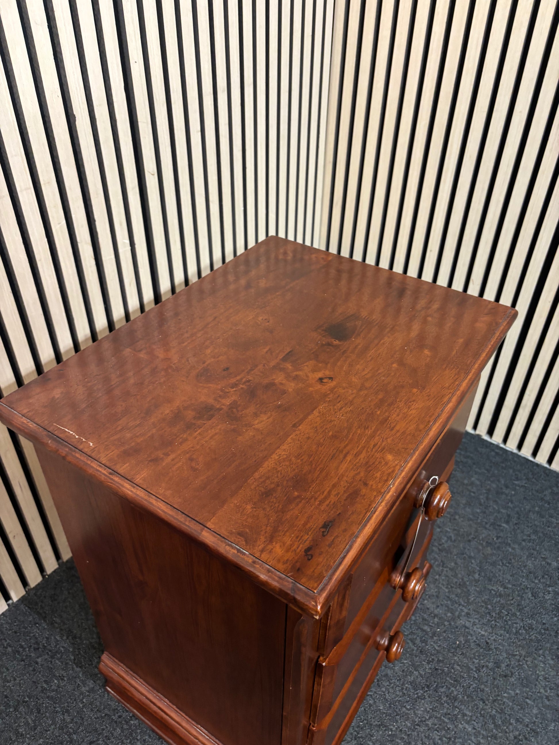 Solid wood dark stained 3 drawer bedside locker  43816