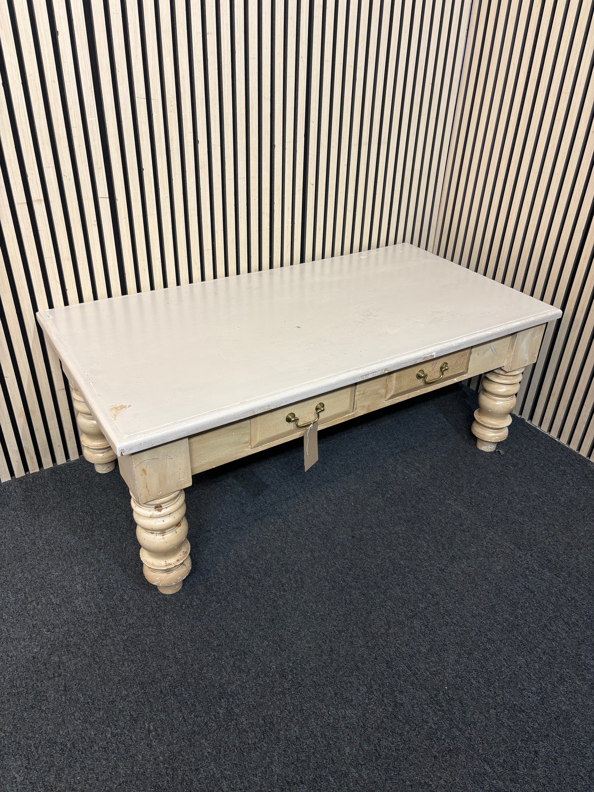 Cream painted low rectangular solid wood coffee table (H 52 x W 130 x D 70 cm) 43801