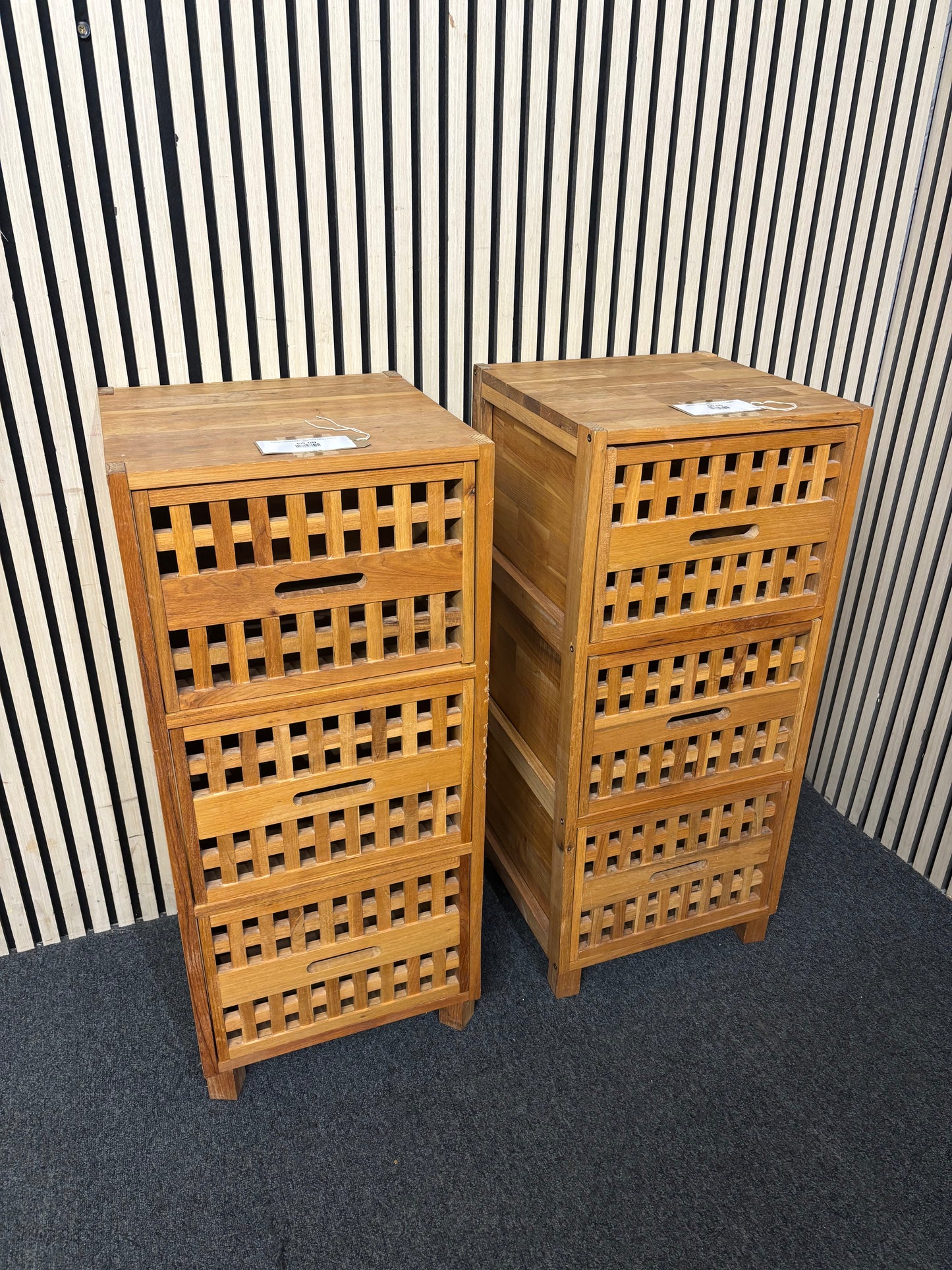 Solid lattice wood 3 drawer locker (H 93 x W 42 x D 42cm) 43871