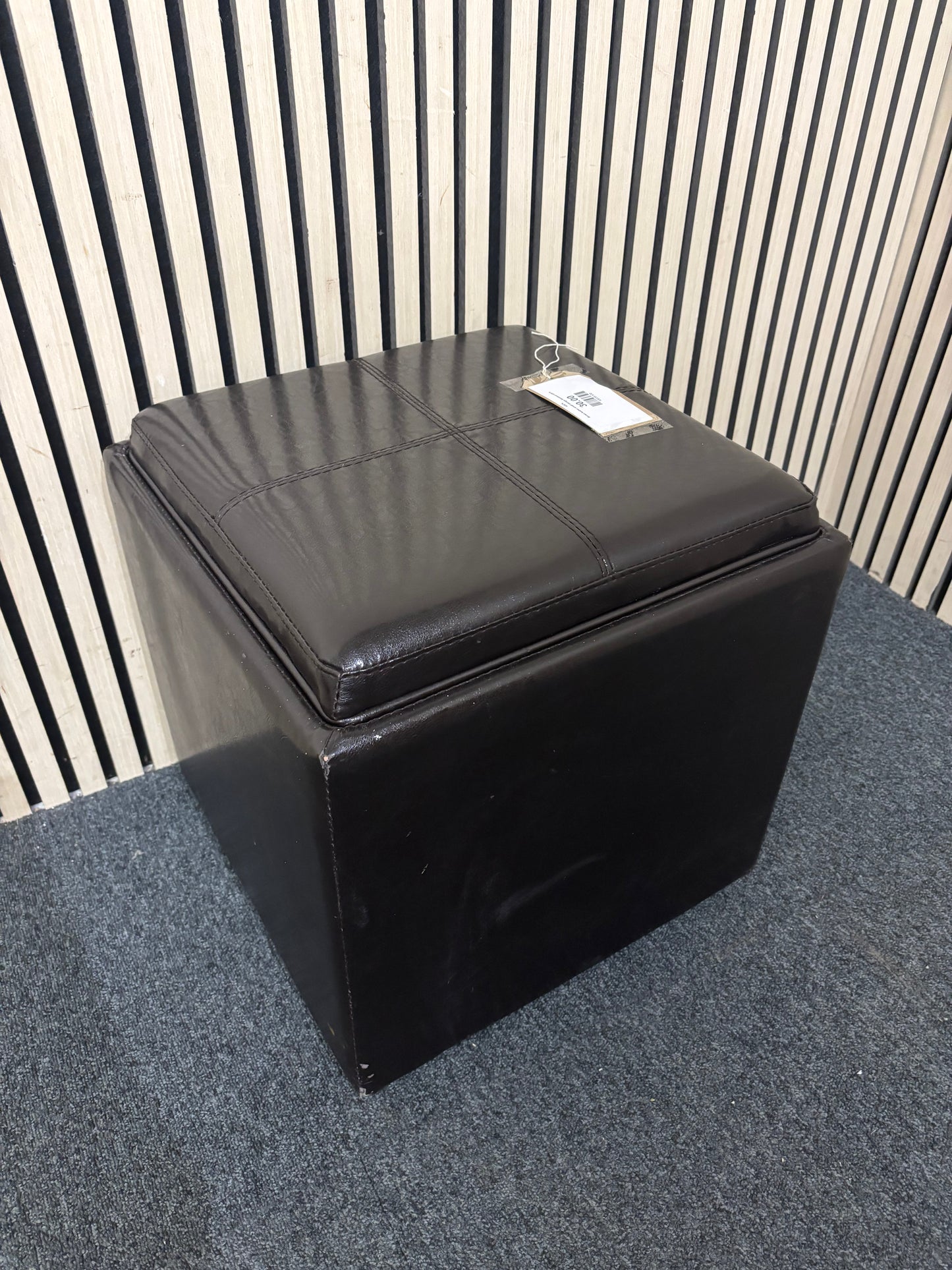 Brown leather small storage footstool 43874