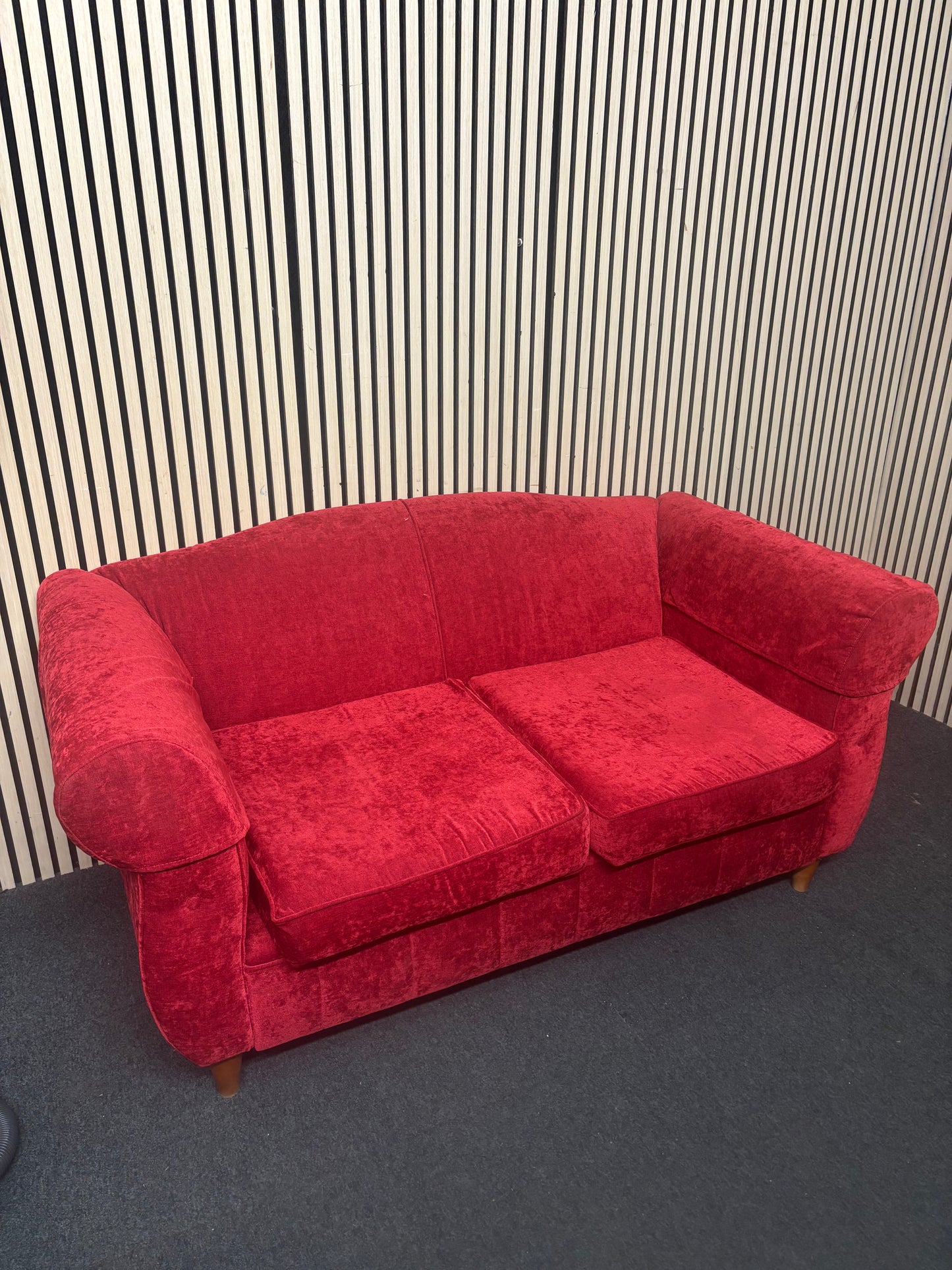 Two seater high back dark wine fabric sofa 43905