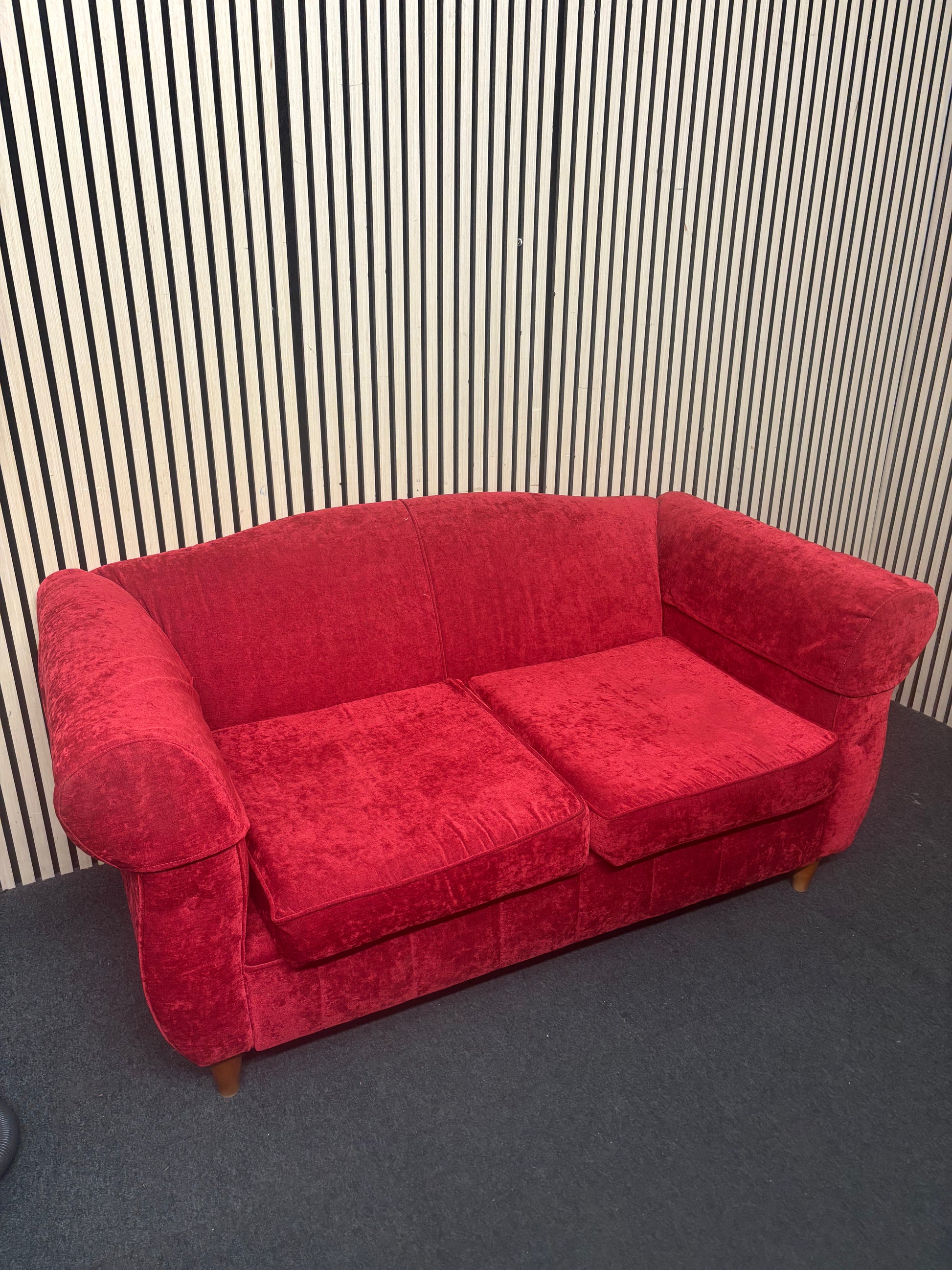 Two seater high back dark wine fabric sofa 43905
