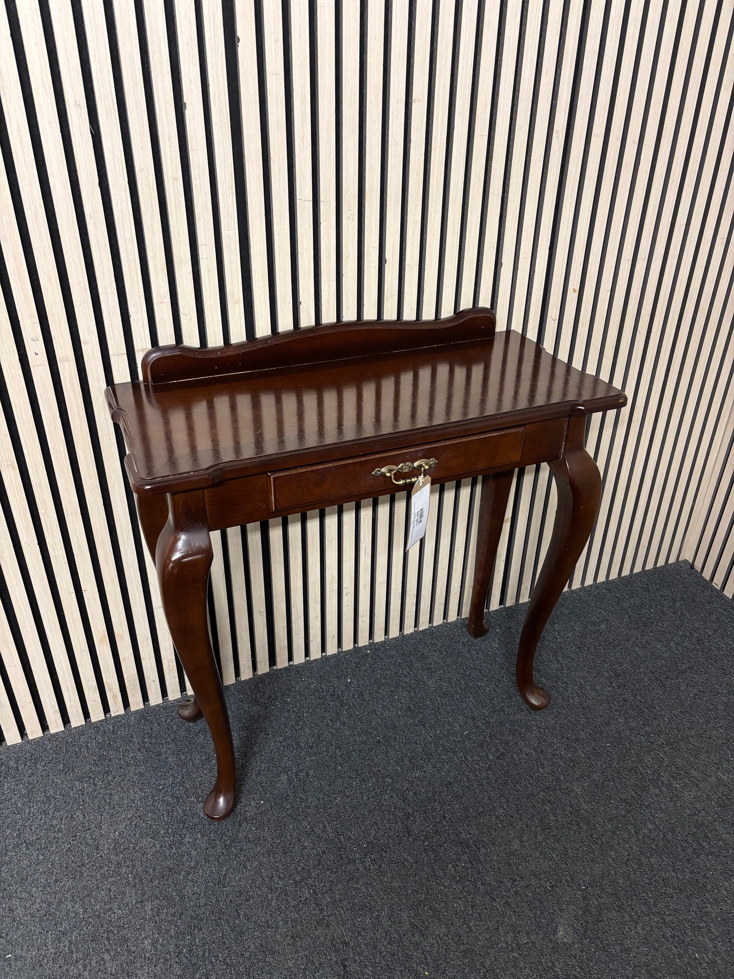 Ornate Mahogany Slim Console Table With Drawer (H 76 x W 80 x D 36 cm) 43917