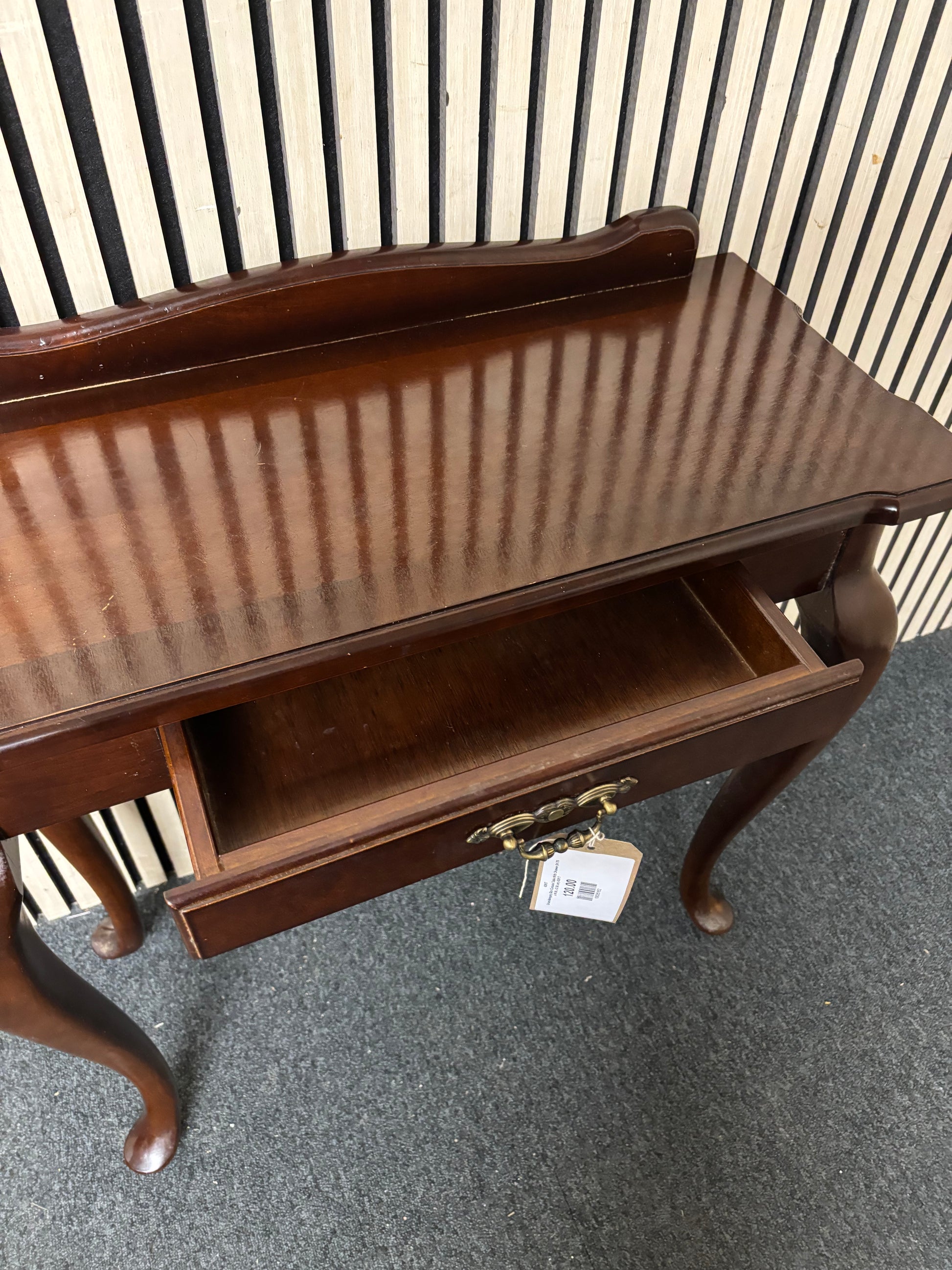 Ornate Mahogany Slim Console Table With Drawer (H 76 x W 80 x D 36 cm) 43917