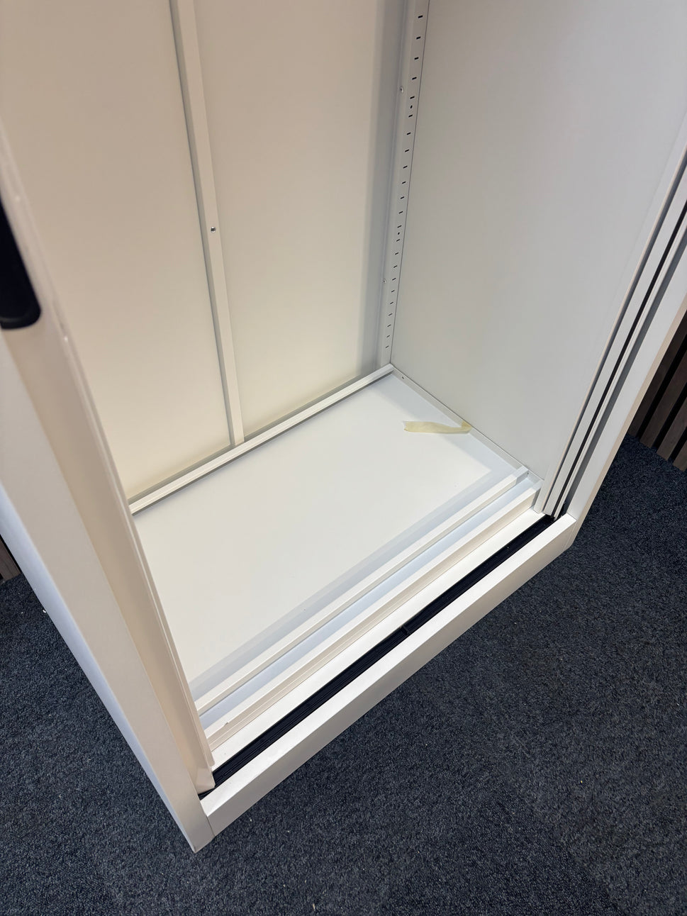 Side Open Tambour White - including  2 grey shelves (H 1650 x W 800 x D 490 mm)