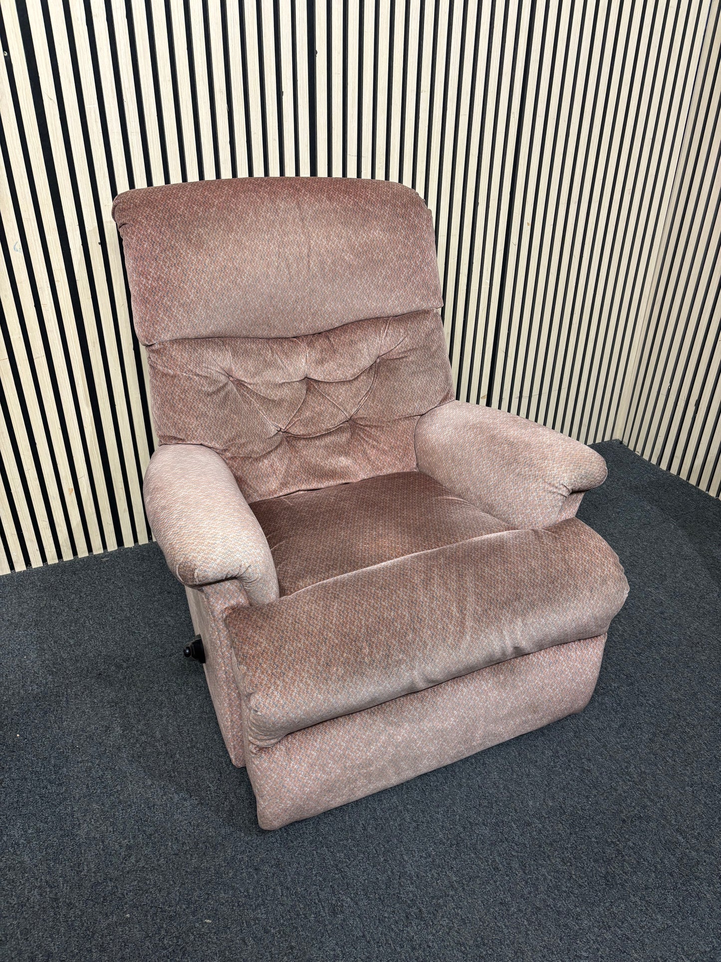 High back brown fabric manual recliner armchair 44022