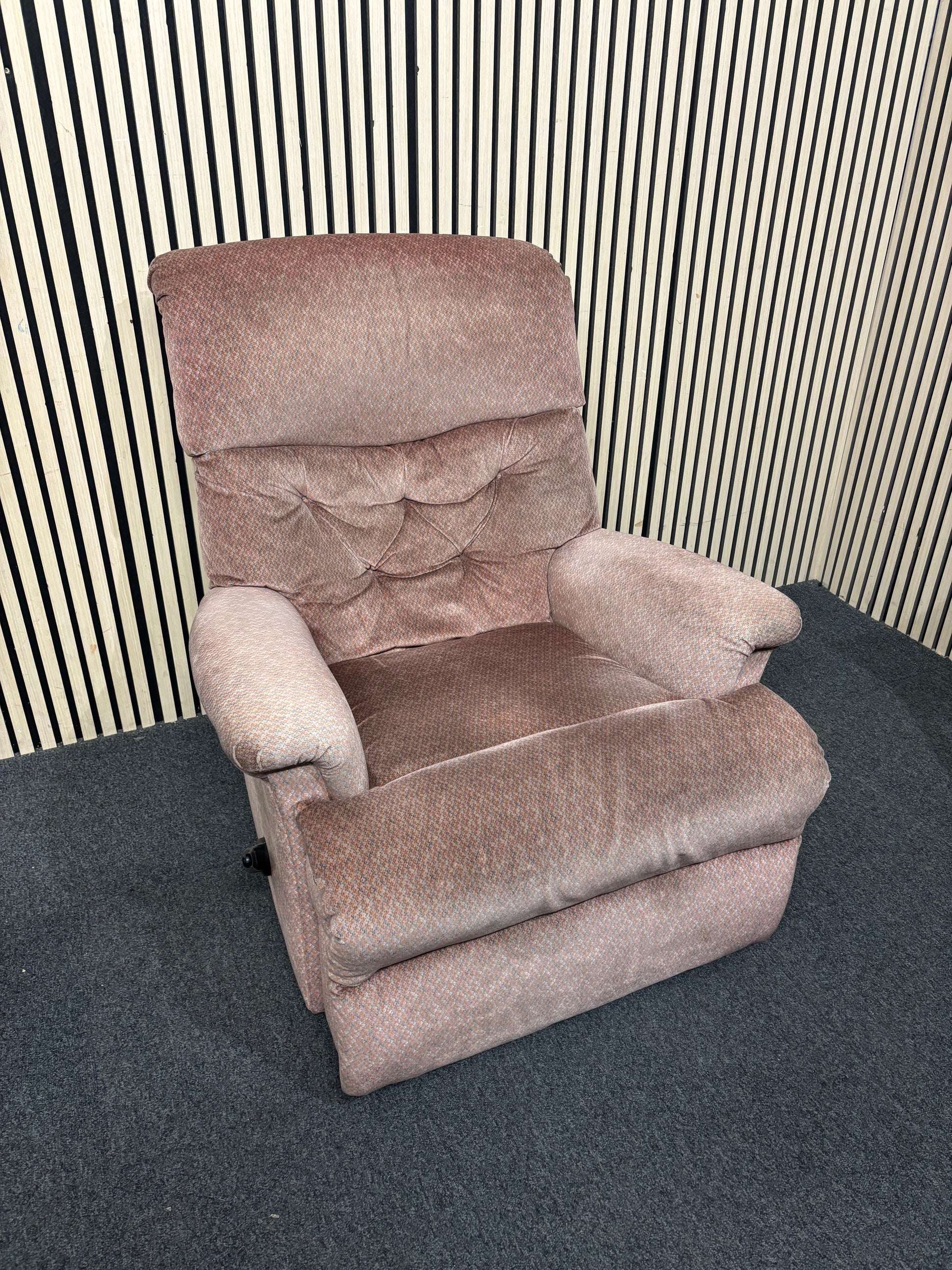 High back brown fabric manual recliner armchair 44022