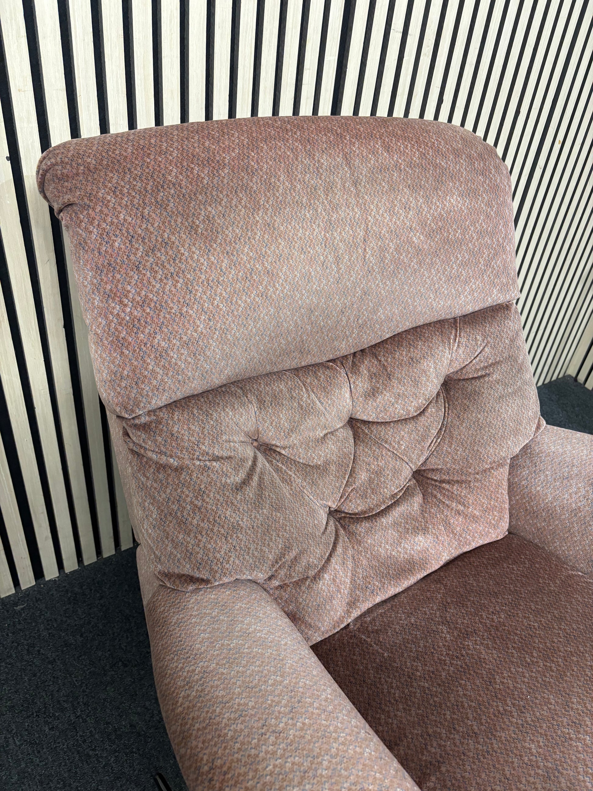 High back brown fabric manual recliner armchair 44022