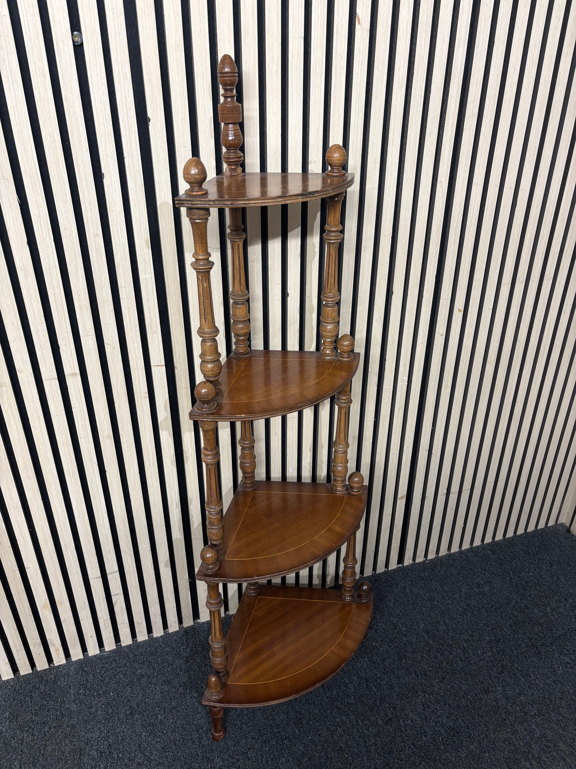 Four-tier mahogany finish corner shelf unit 44025