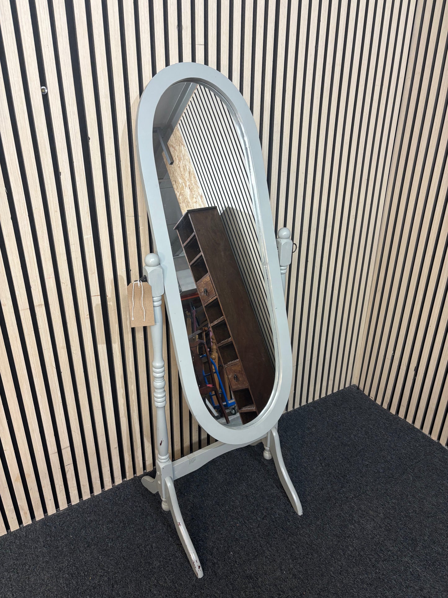 Solid wood painted cheval mirror on stand  44038