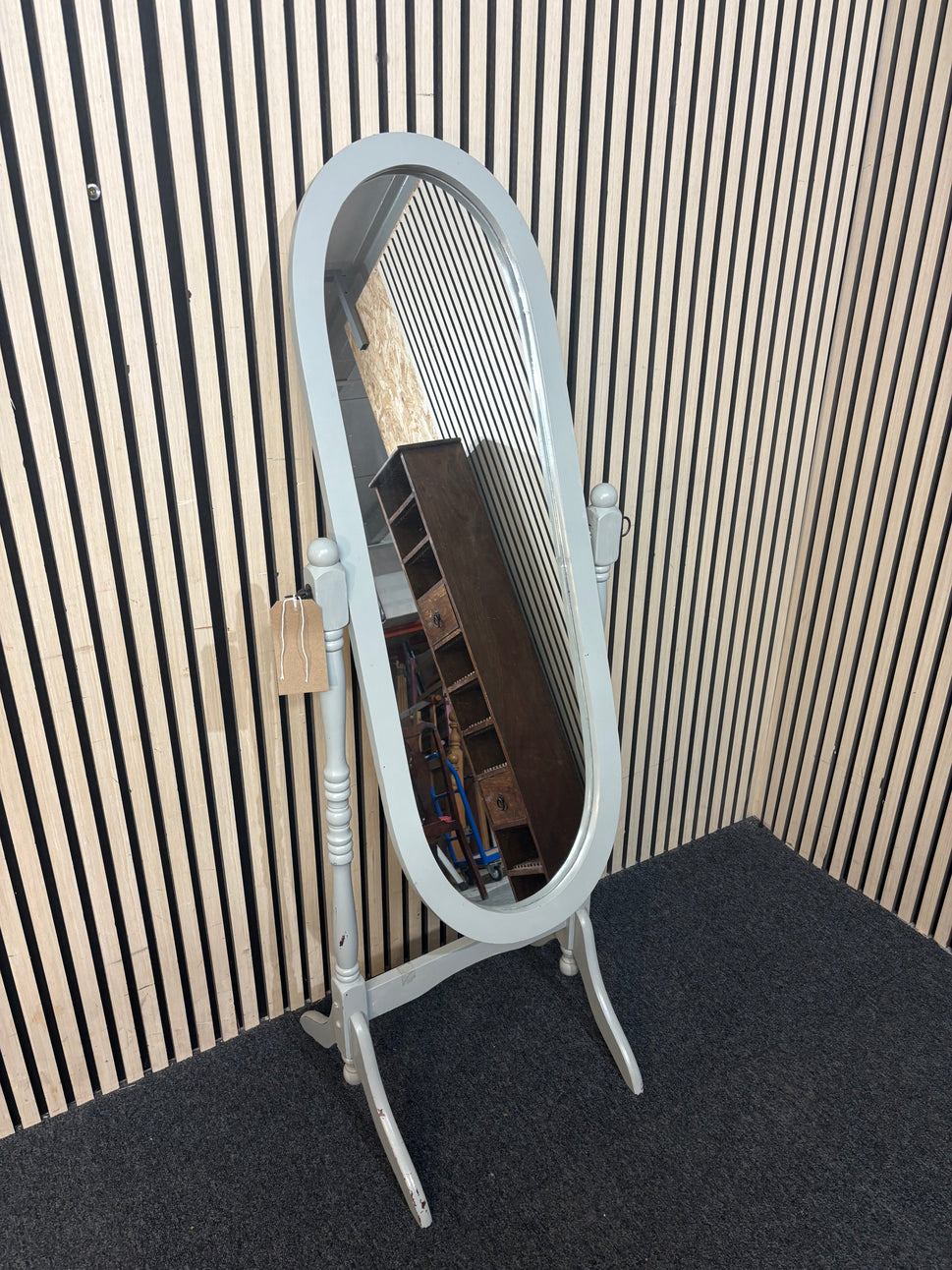 Solid wood painted cheval mirror on stand  44038
