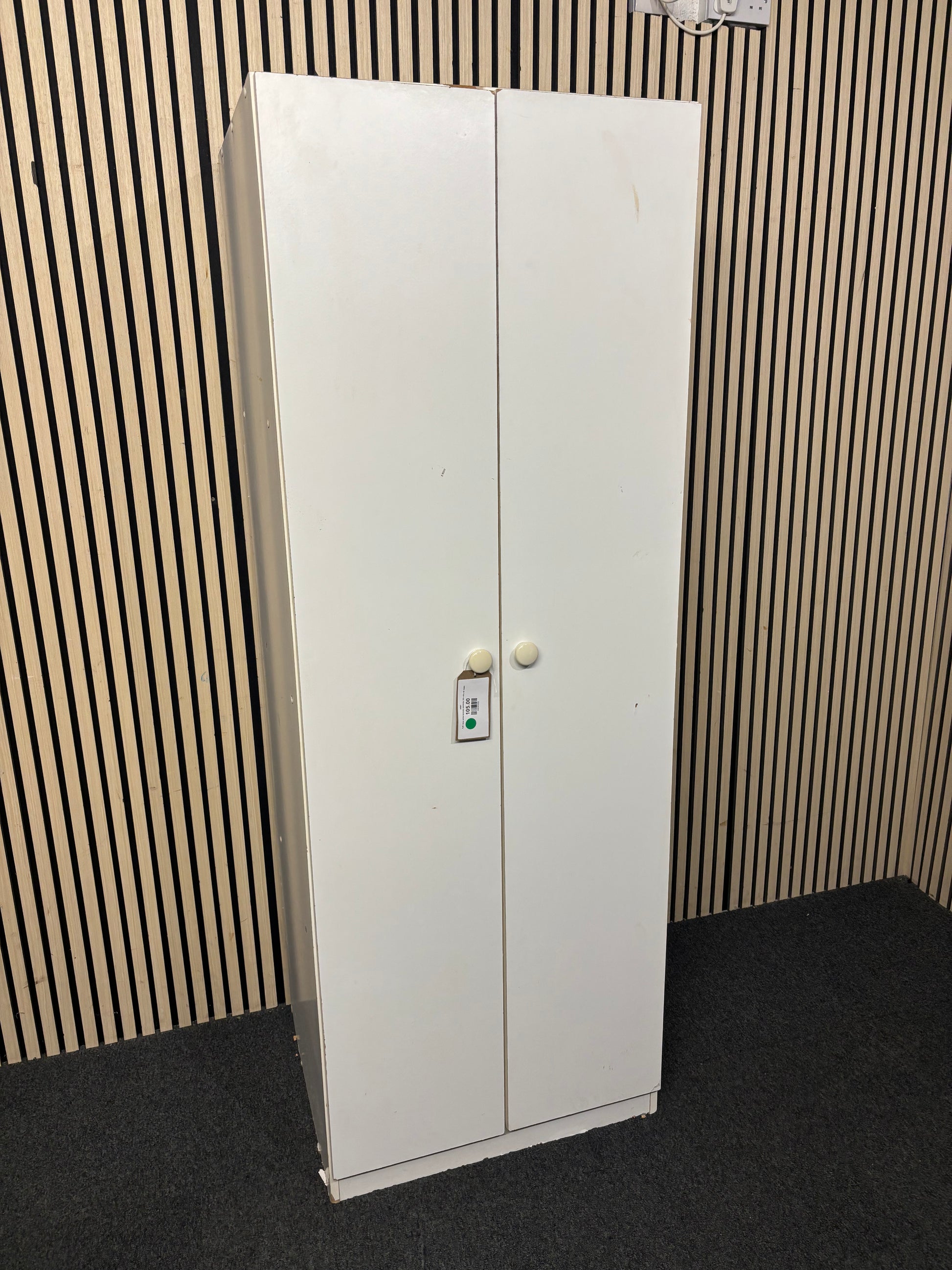 Tall 2 door white laminate wardrobe 183 x 65 x 55  44081