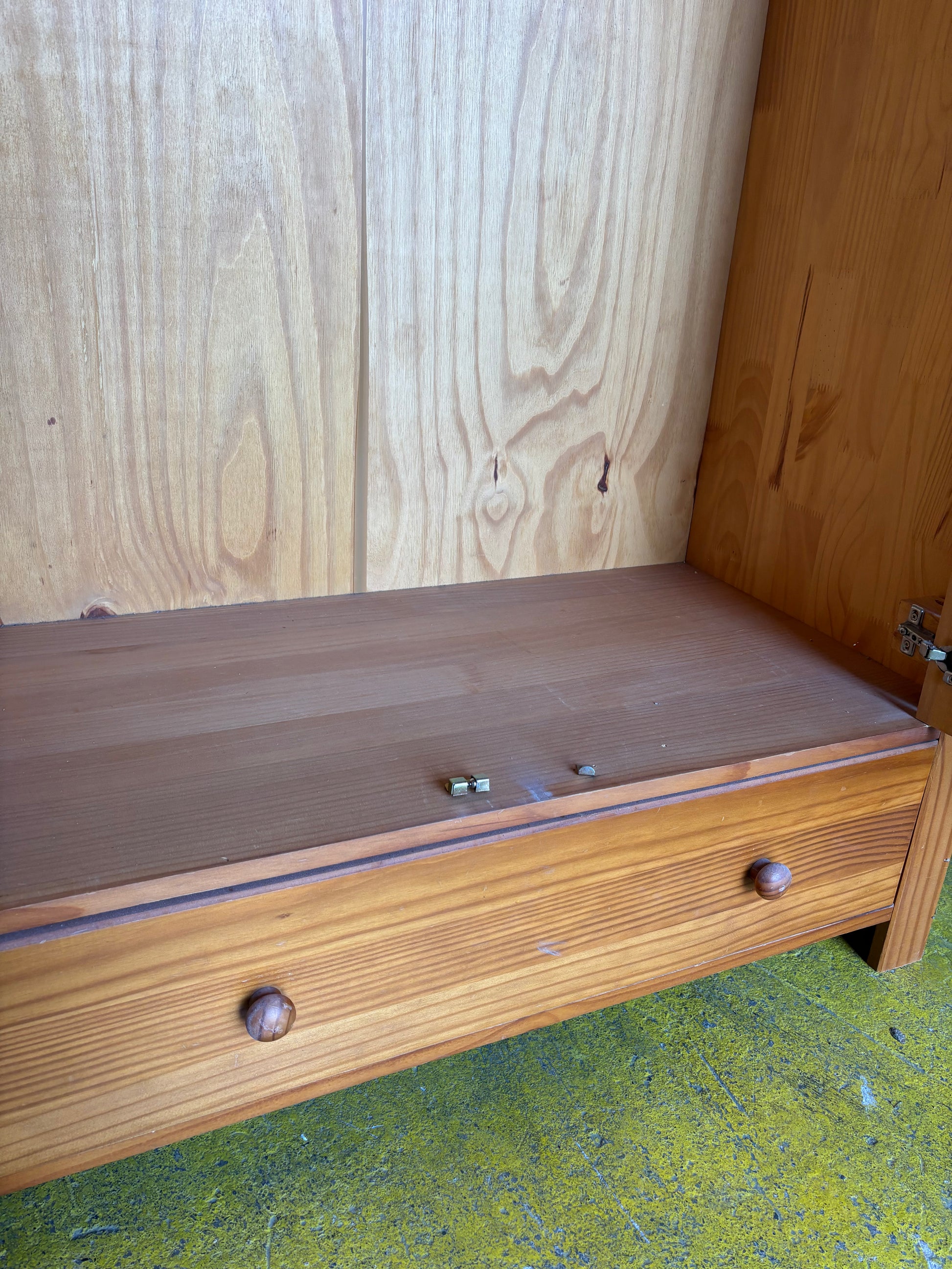 Solid pine 2 door 1 drawer wardrobe (H 180 x W 100 x D 50 cm)  44090