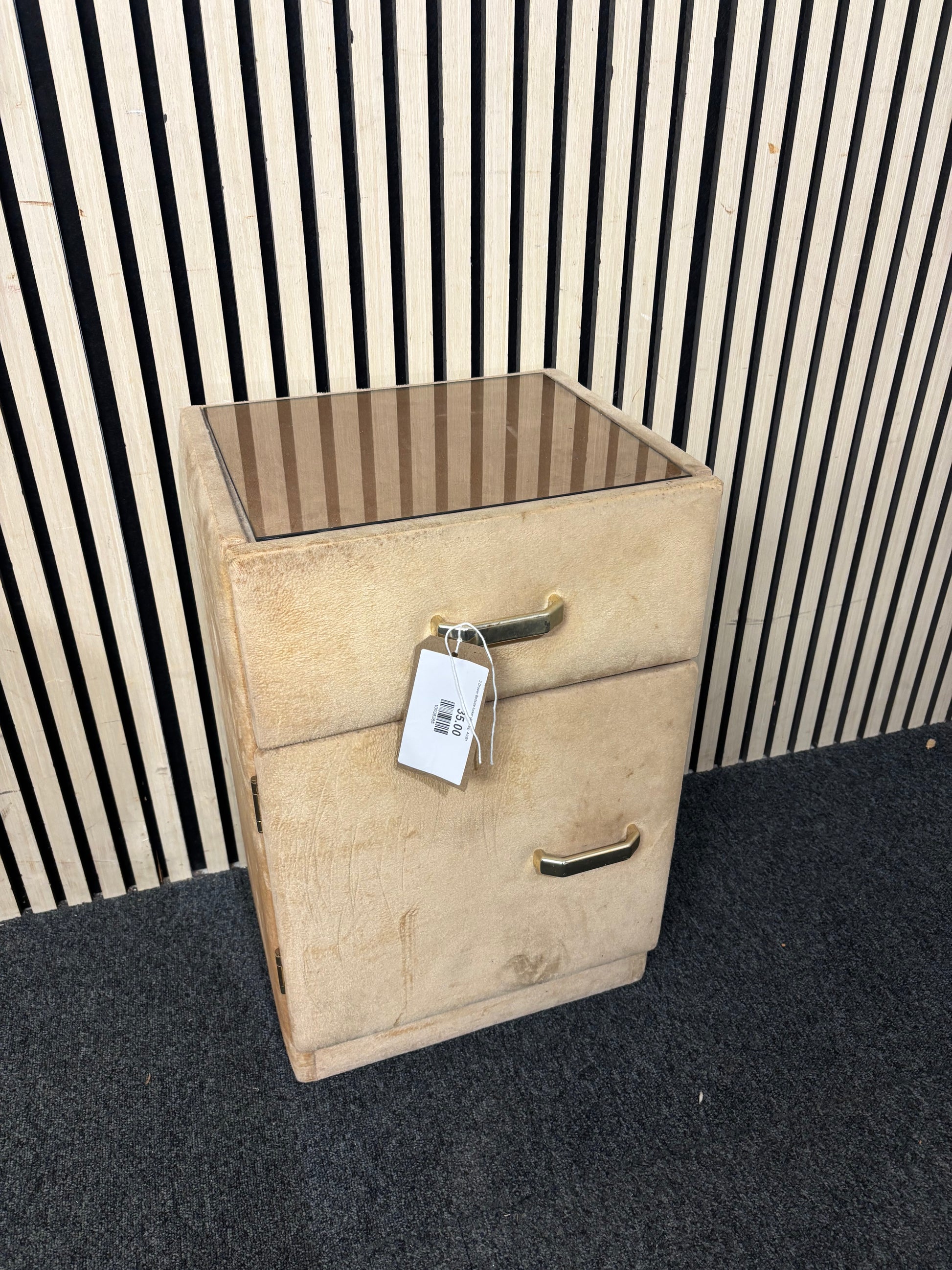 2 Drawer Bedside locker glass top  44091