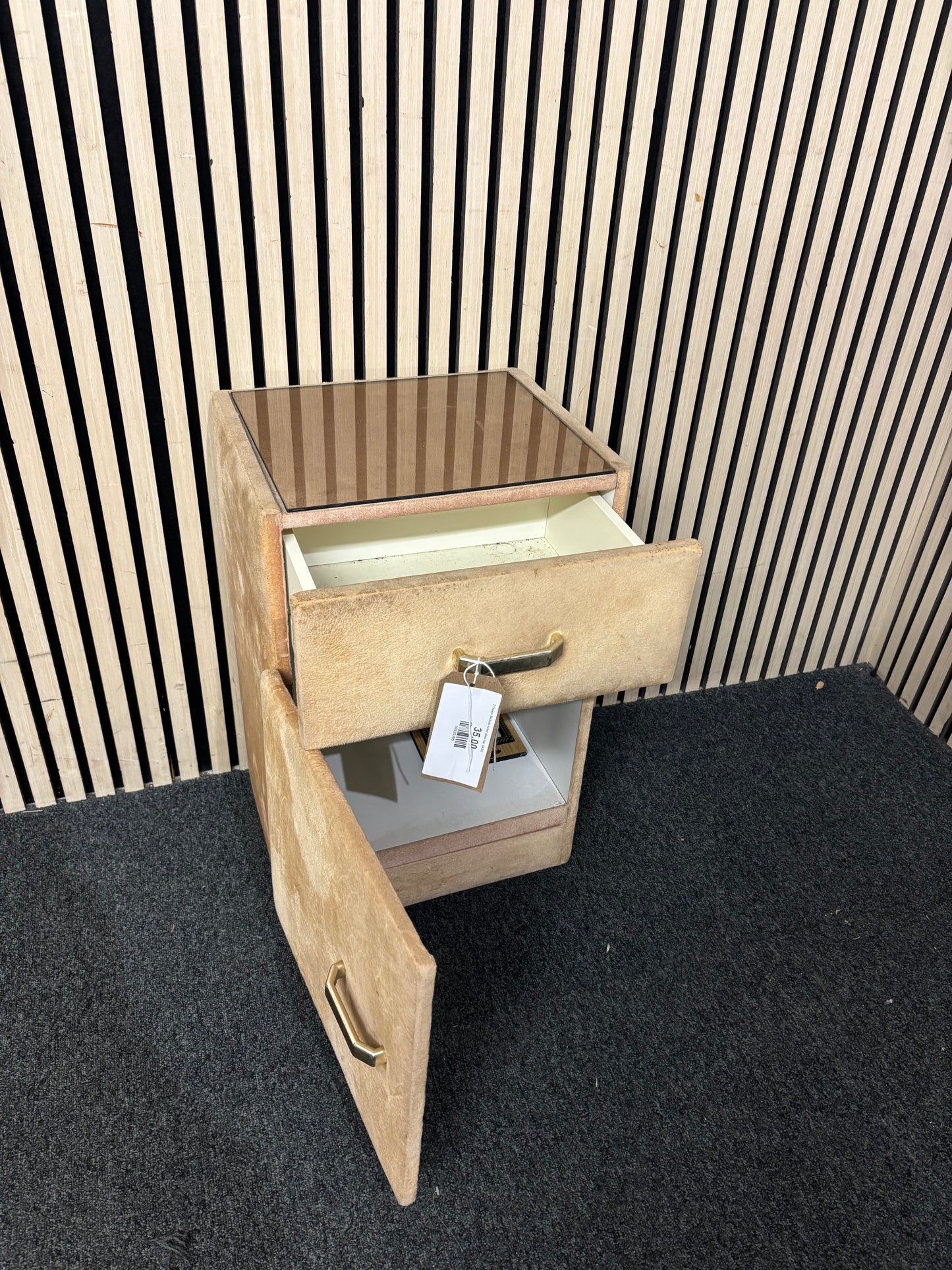 2 Drawer Bedside locker glass top  44091