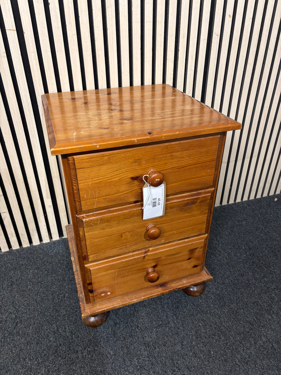 Solid pine bedside locker with three drawers  44118