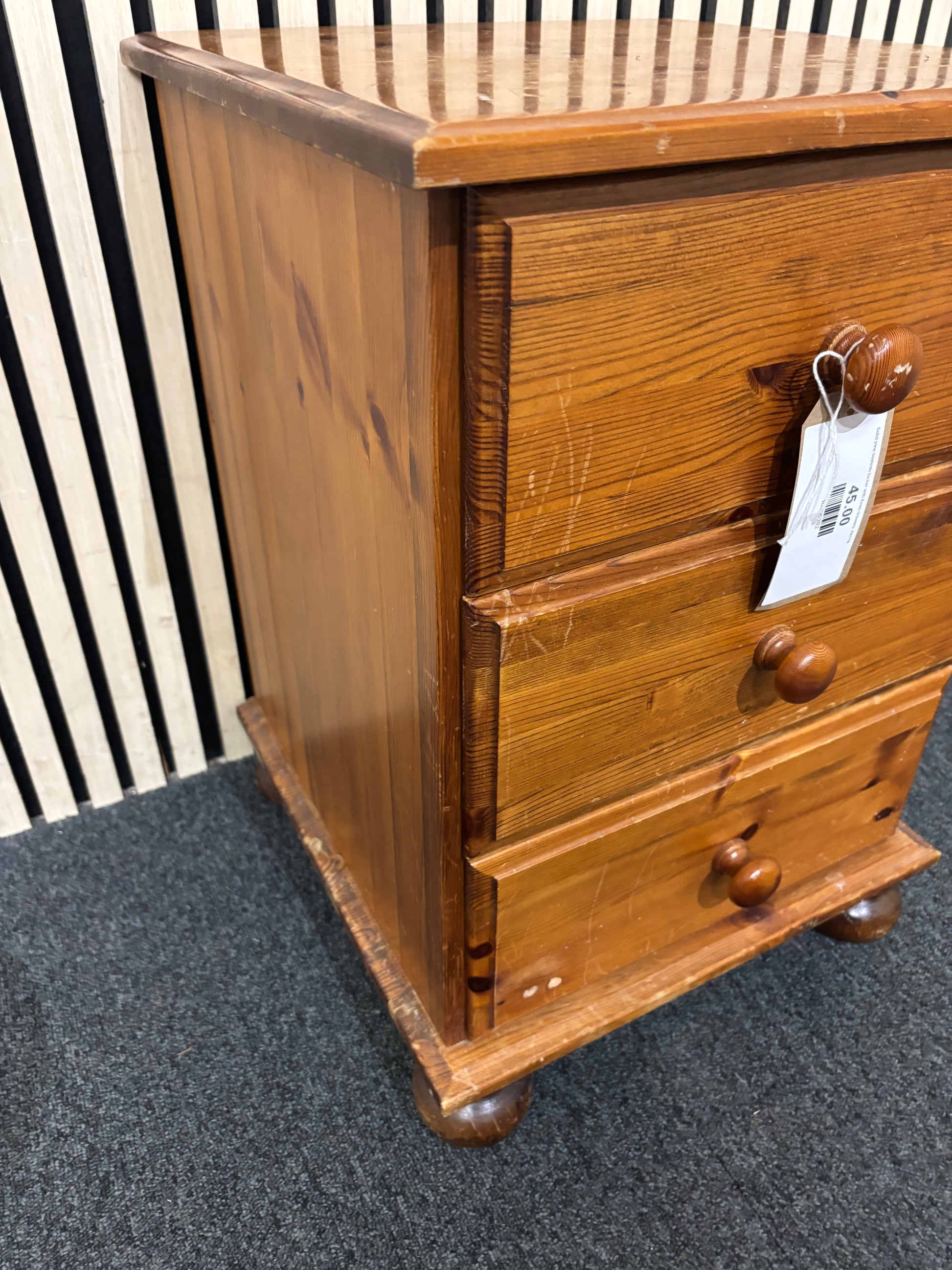 Solid pine bedside locker with three drawers  44118
