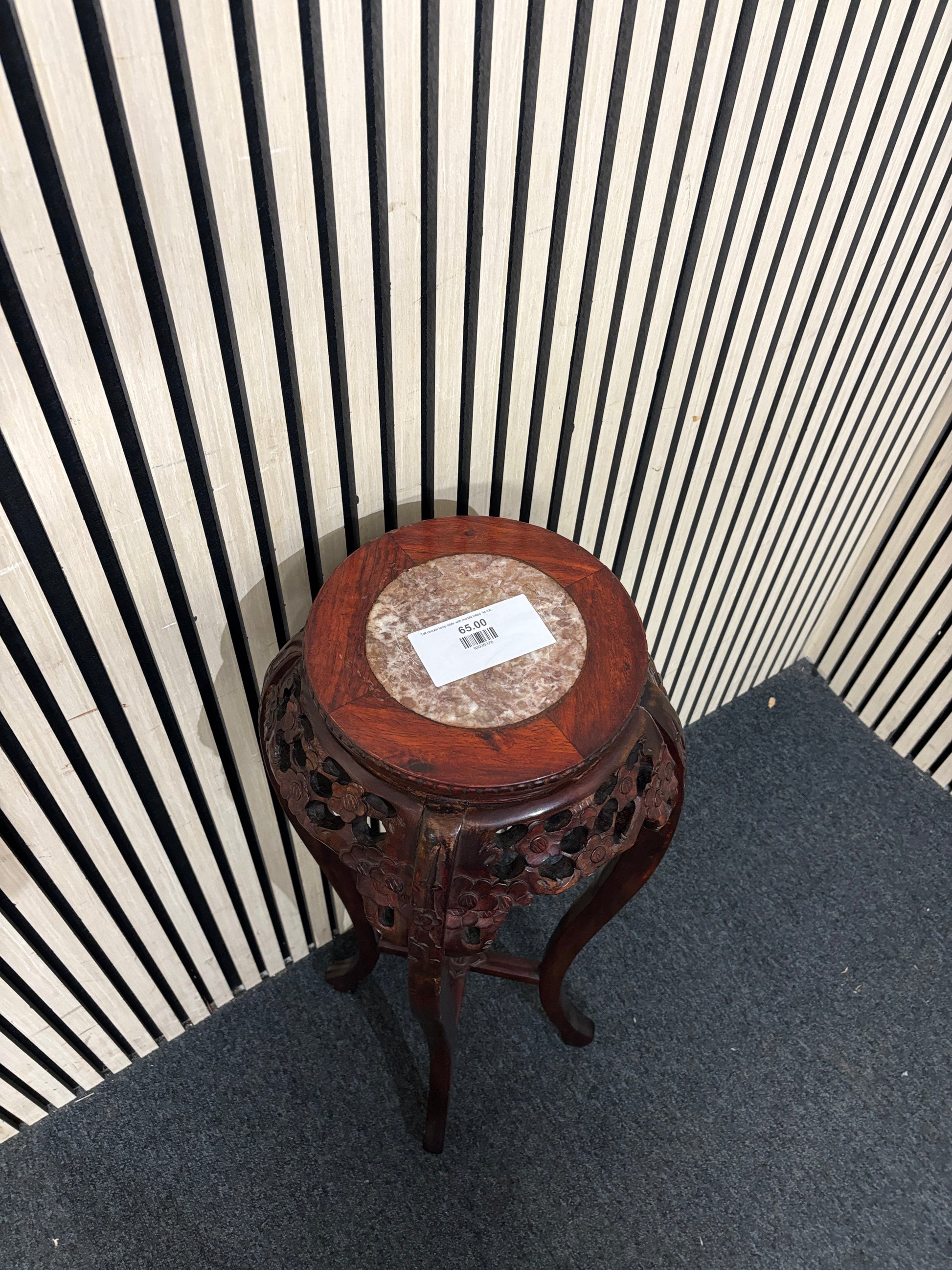 Tall circular lamp table with marble inlaid  44106