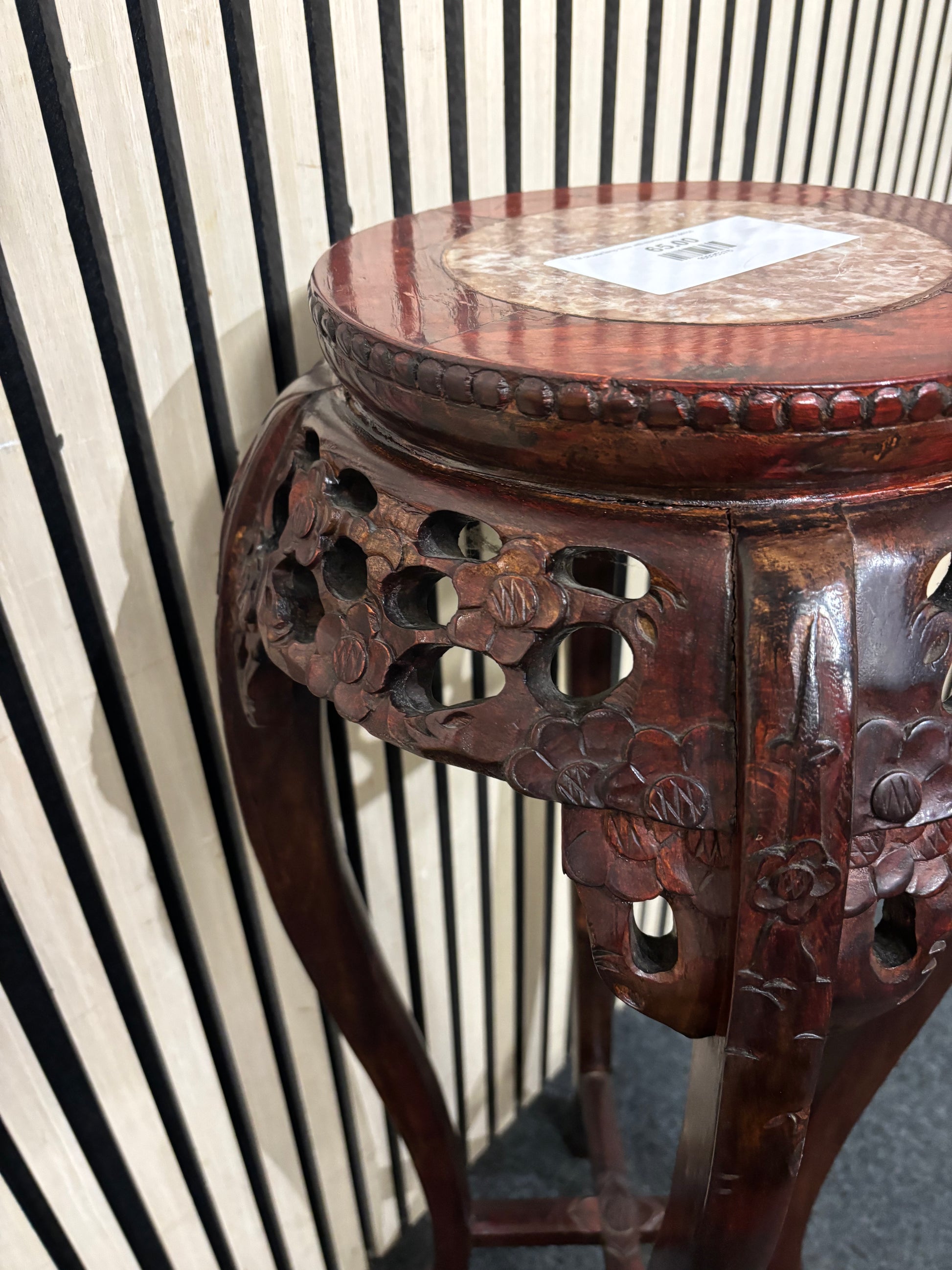 Tall circular lamp table with marble inlaid  44106