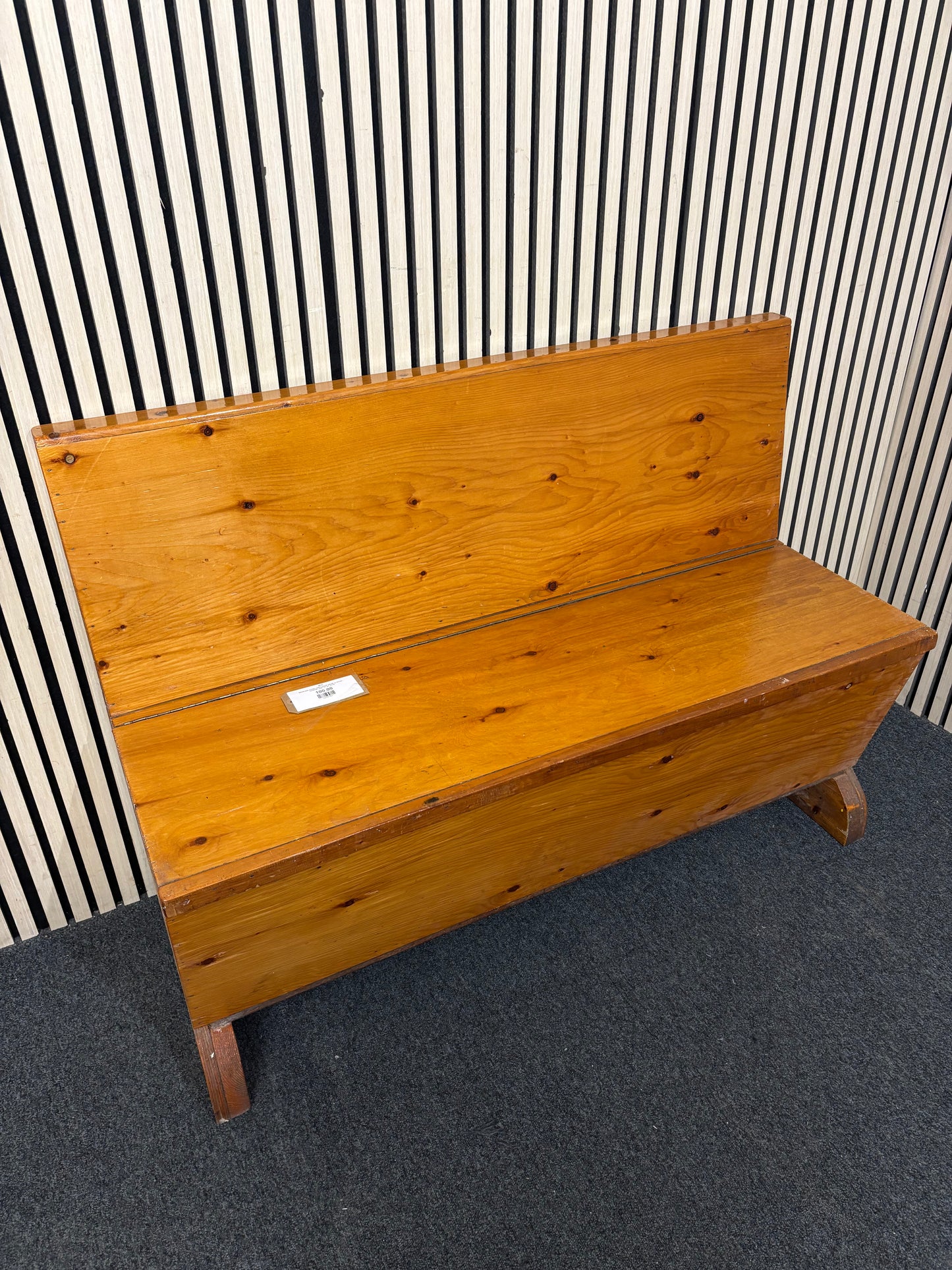 Natural pine wooden kitchen bench with lift up storage - handmade width 123 cm  44134