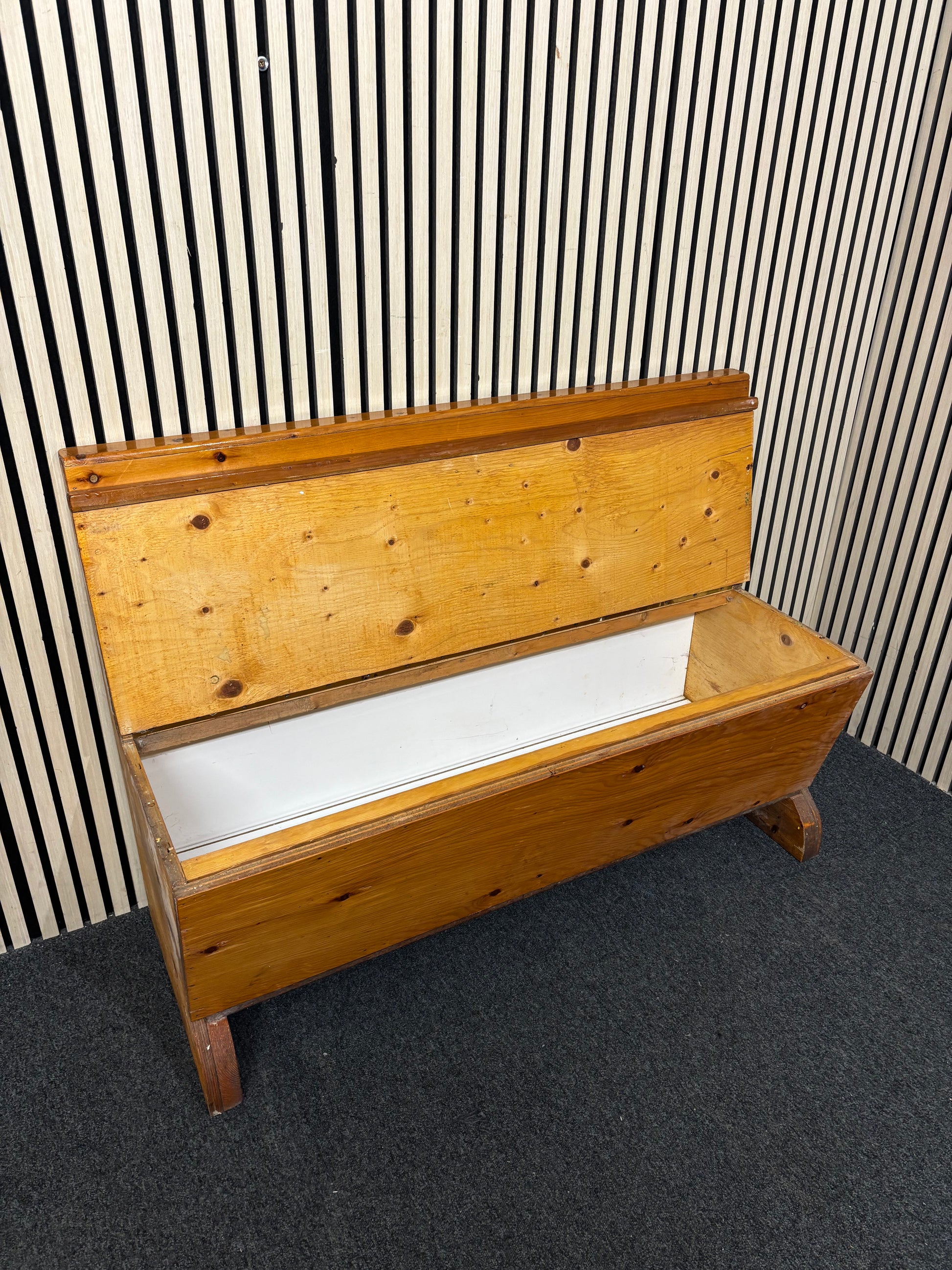 Natural pine wooden kitchen bench with lift up storage - handmade width 123 cm  44134